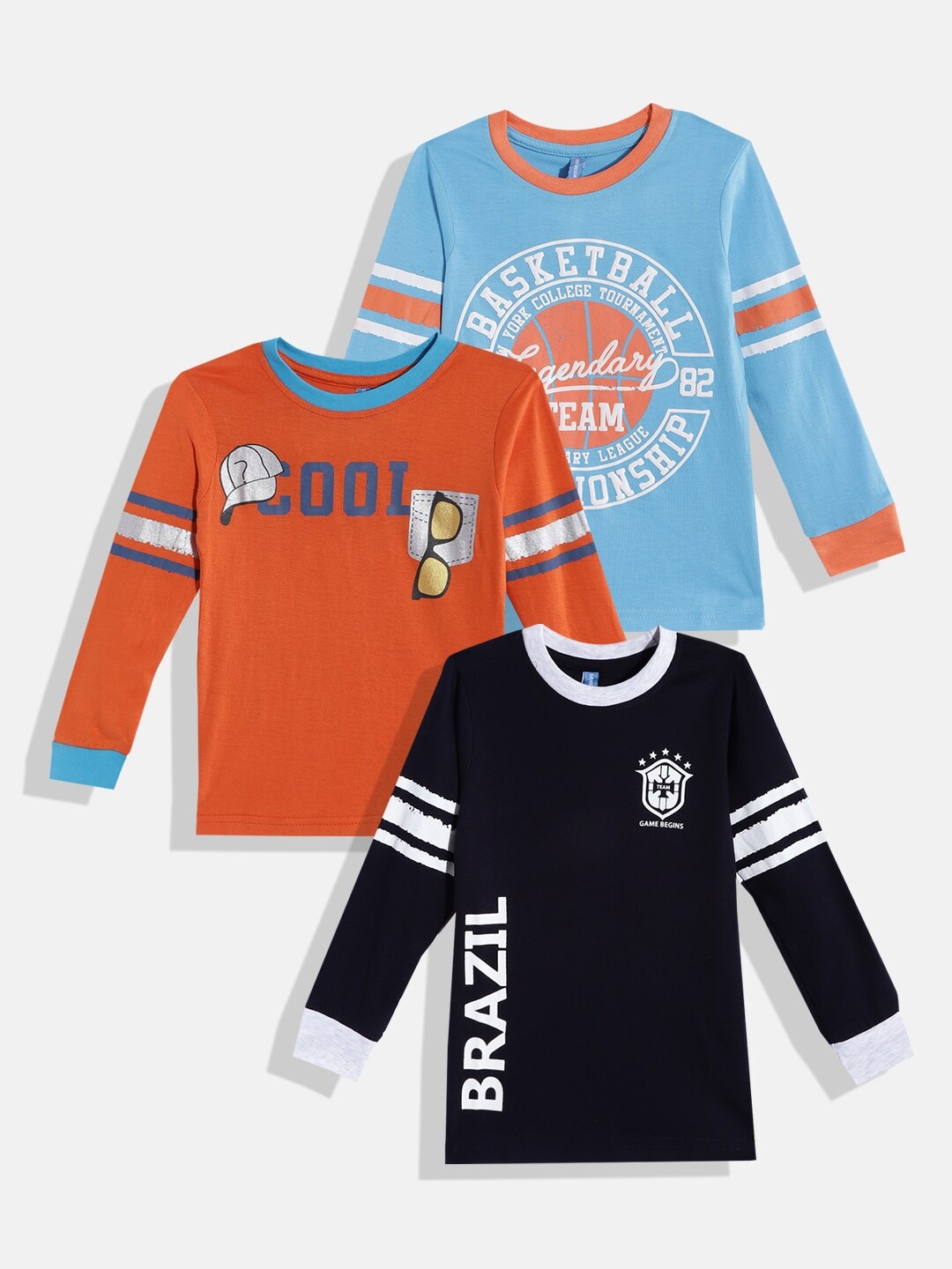 

GAME BEGINS Boys Pack of 3 Assorted Pure Cotton Printed T-shirt