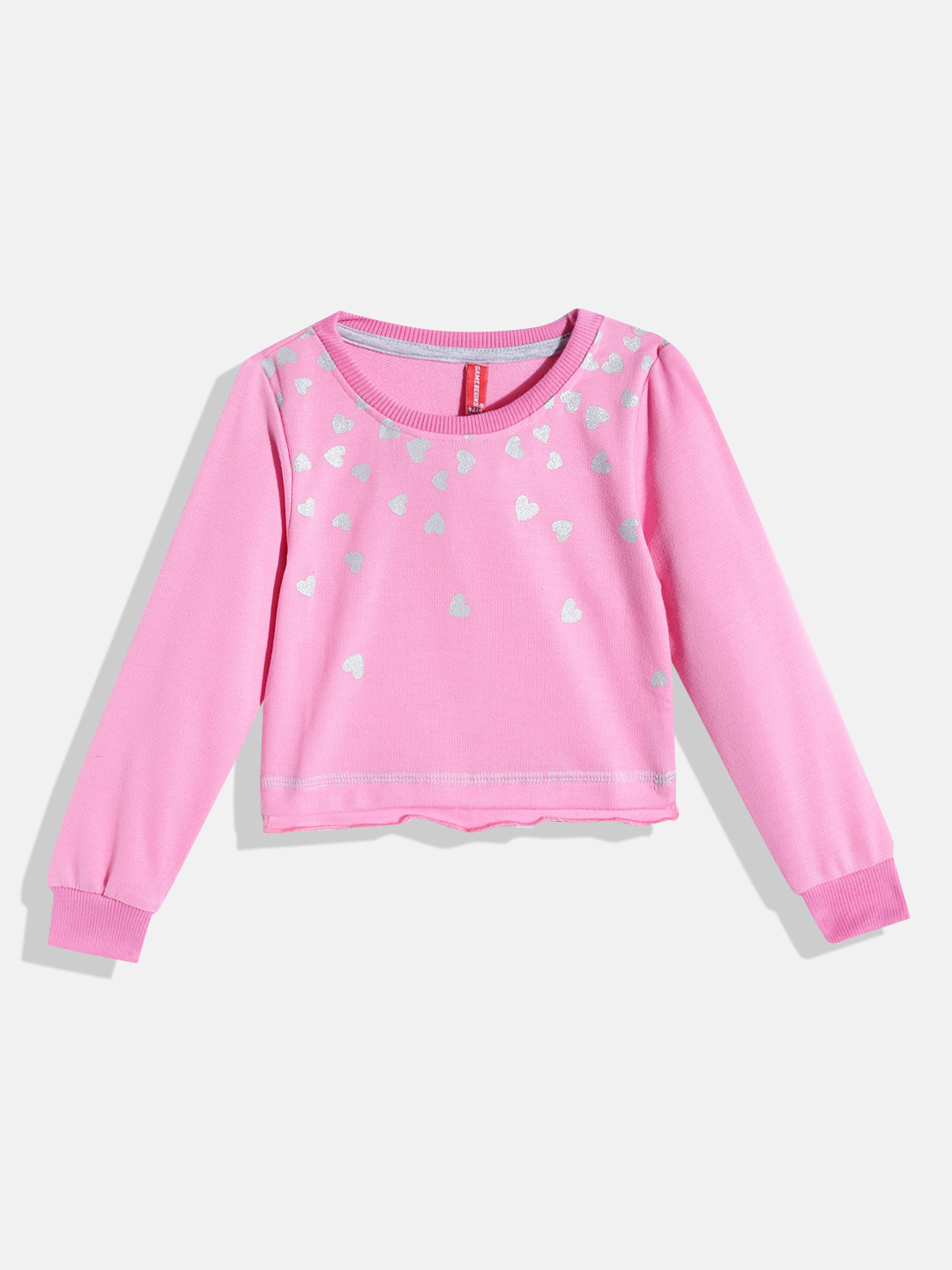 

GAME BEGINS Girls Pink & Silver-Toned Pure Cotton Conversational Printed T-shirt