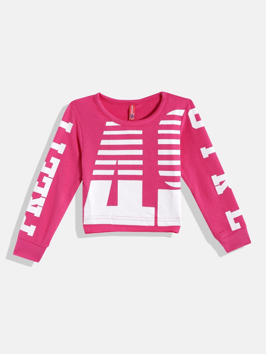 

GAME BEGINS Girls Fuchsia Pink & White Typography Printed T-shirt