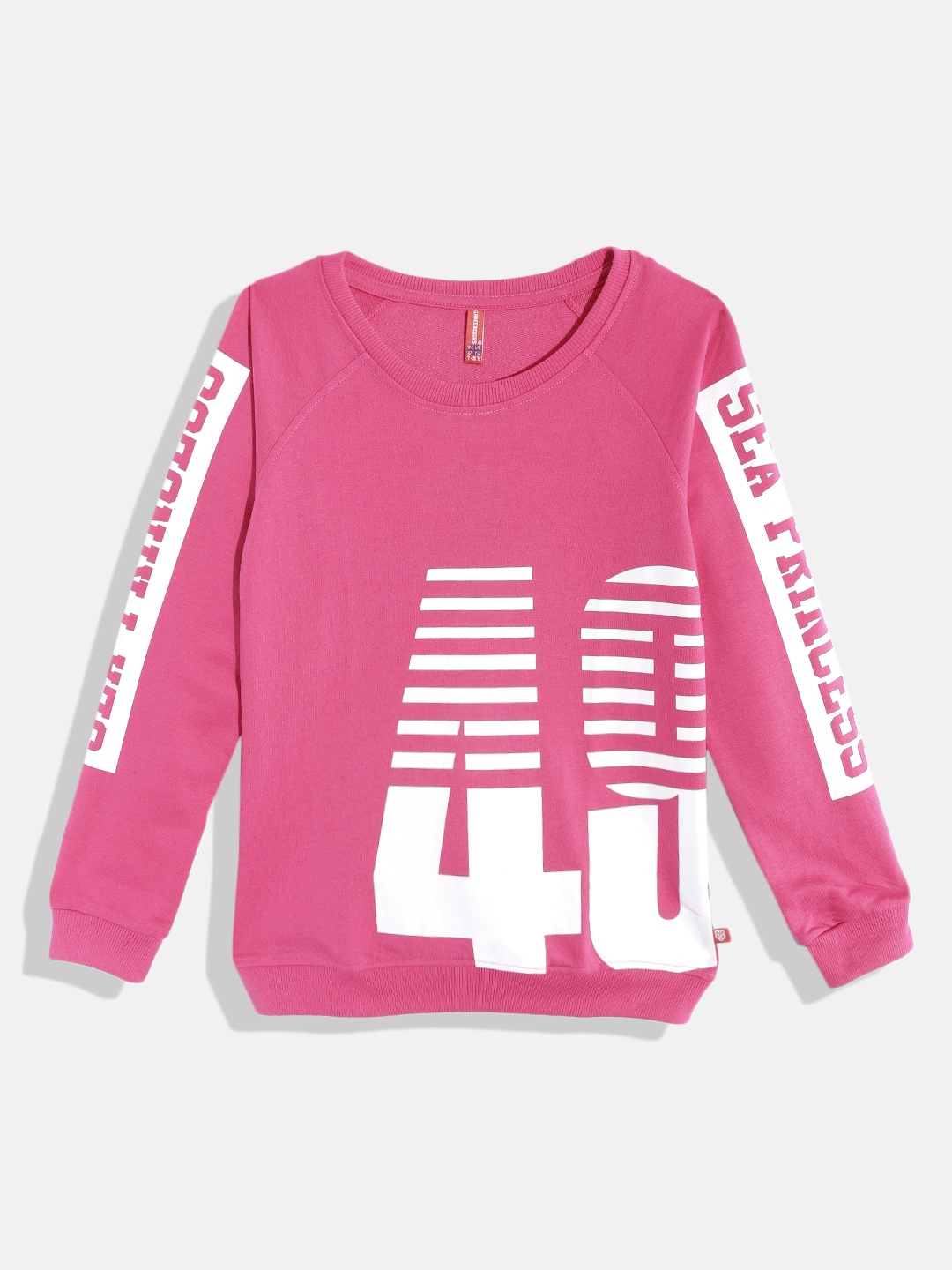 

GAME BEGINS Girls Pink & White Printed Sweatshirt