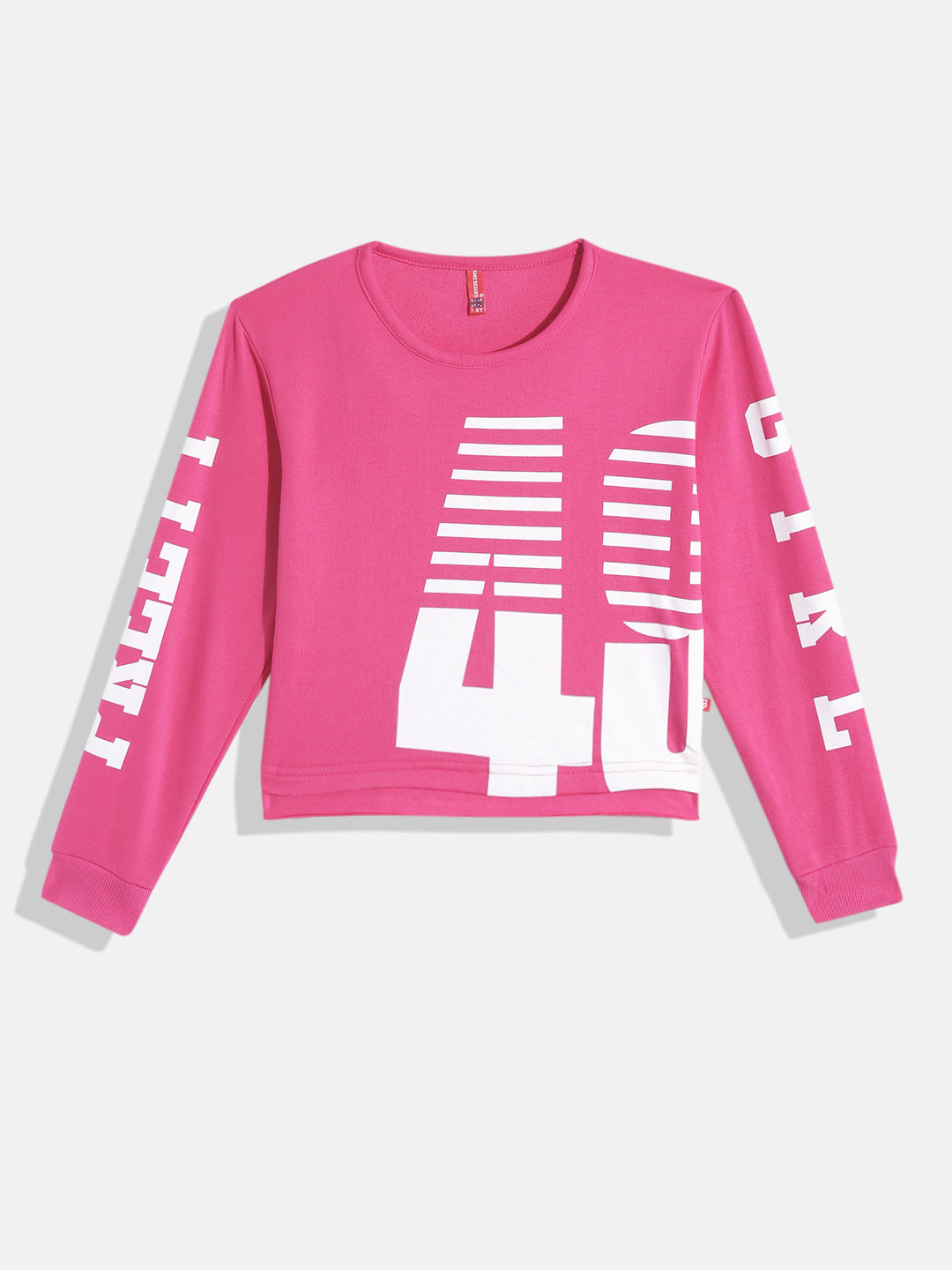 

GAME BEGINS Girls Fuchsia Pink & White Typography Printed T-shirt