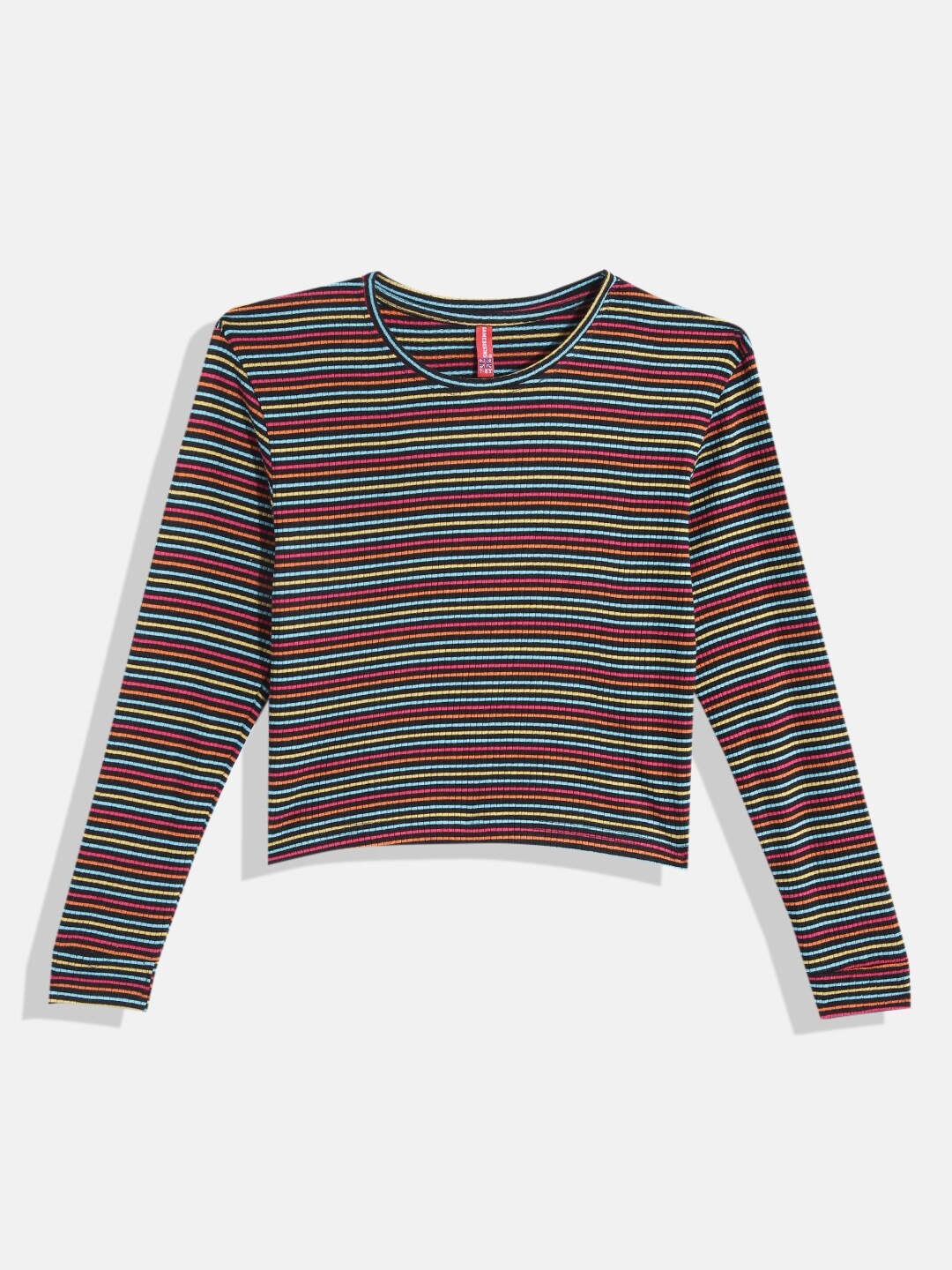 

GAME BEGINS Girls Multi Coloured Pure Cotton Striped T-shirt