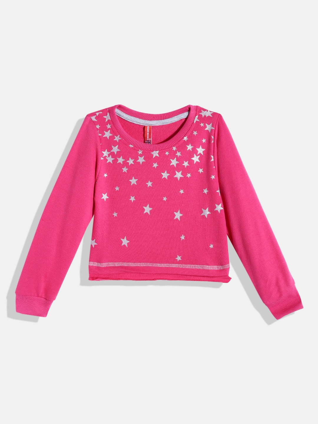 

GAME BEGINS Girls Pink & Silver-Toned Pure Cotton Conversational Printed T-shirt