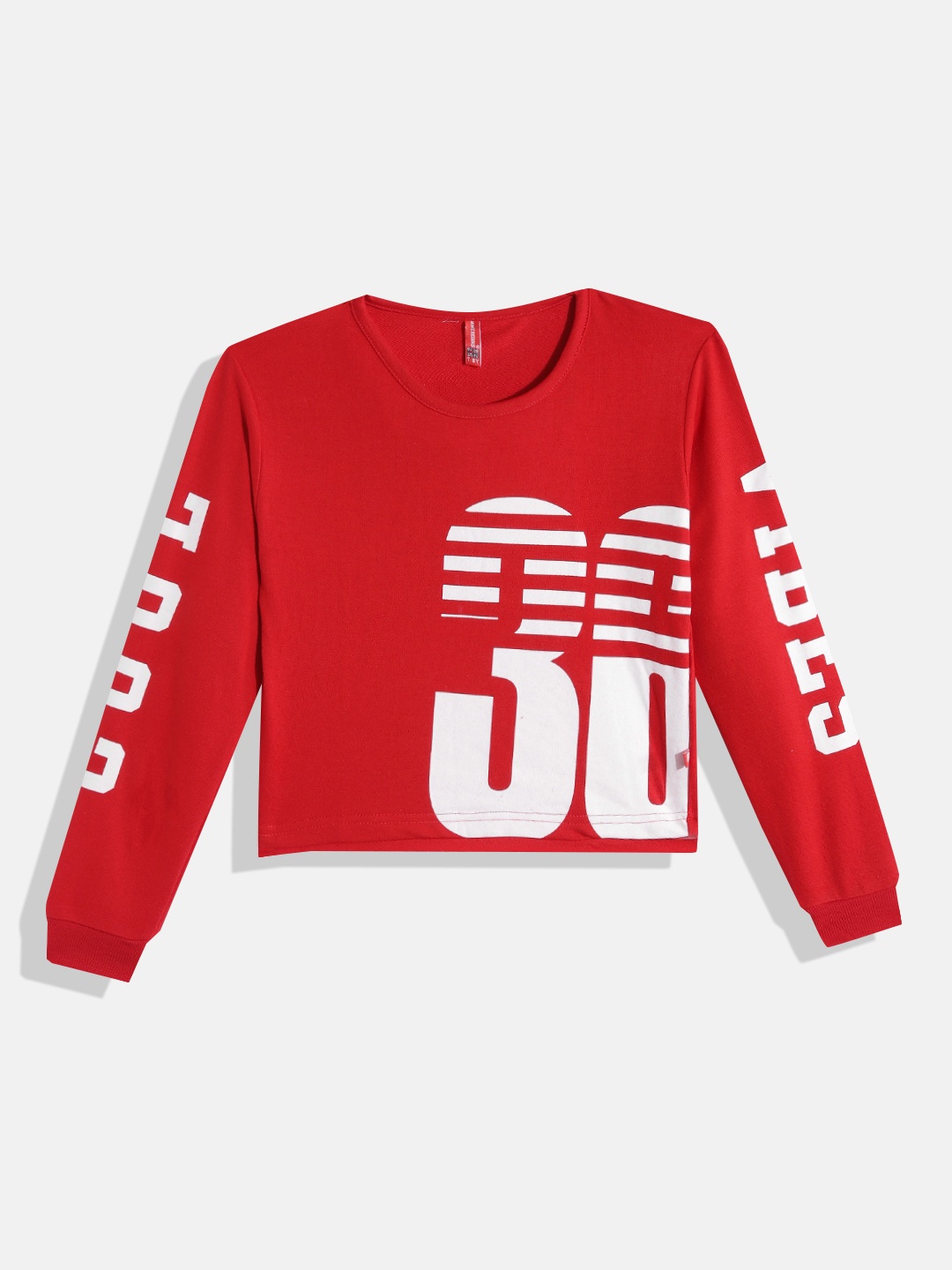 

GAME BEGINS Girls Red & White Typography Printed T-shirt
