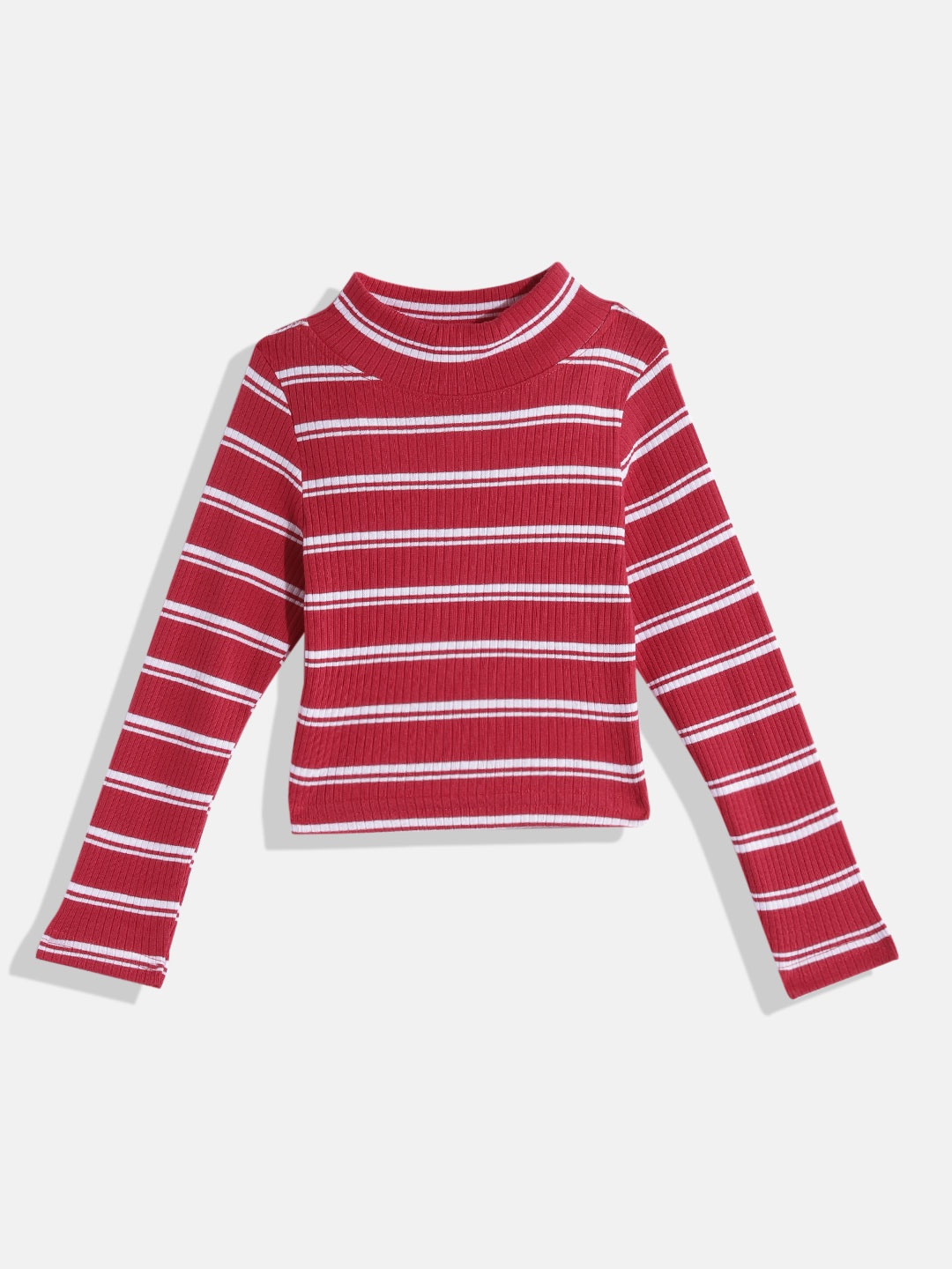 

GAME BEGINS Girls Red & White Striped Cotton Top
