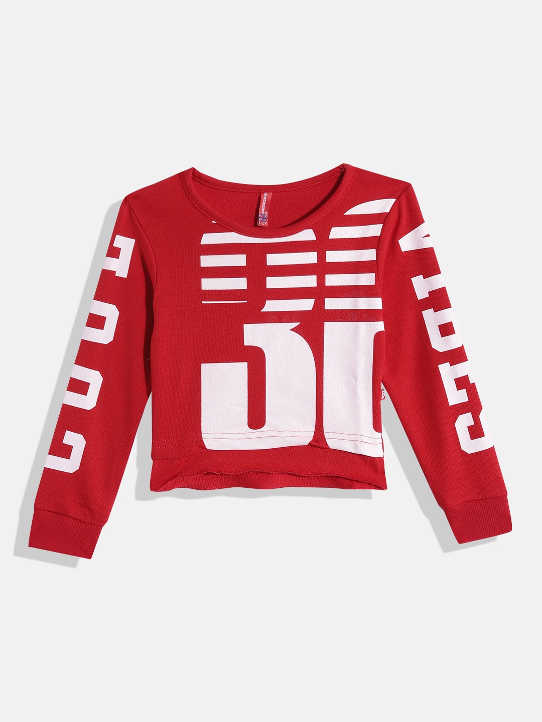 

GAME BEGINS Girls Red & White Pure Cotton Typography Printed T-shirt