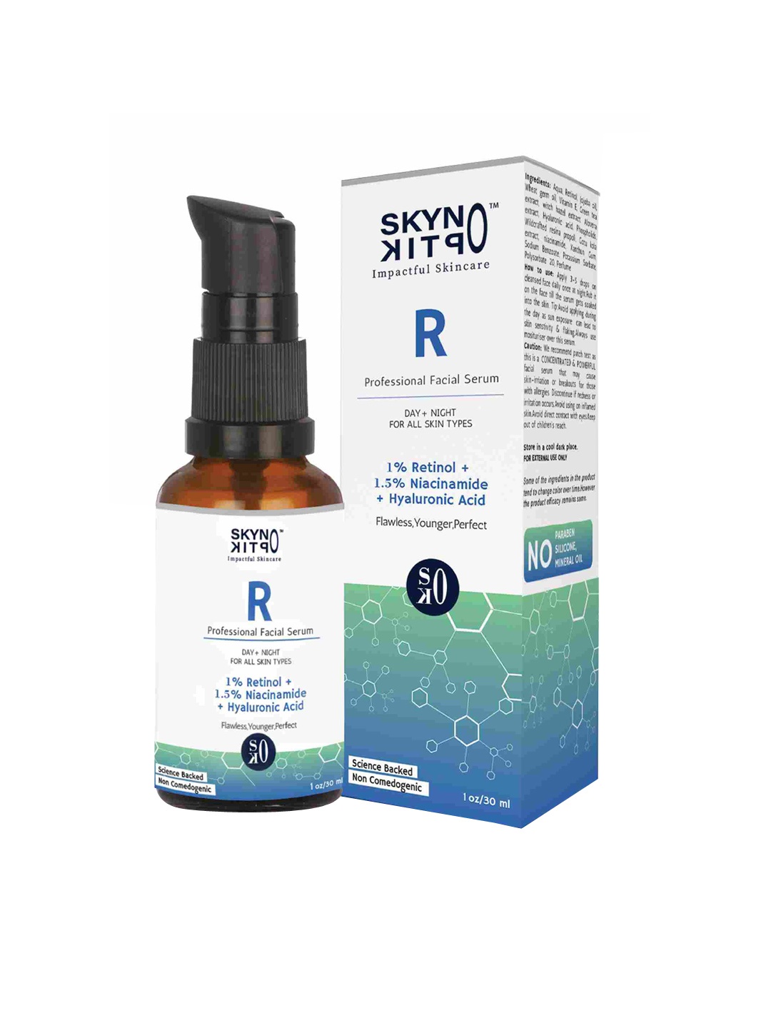 

Skynoptik 1% Retinol Face Serum 30ml, Turquoise blue