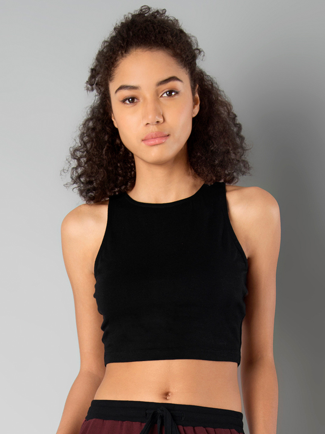 

FabAlley Women Black Solid Crop Top