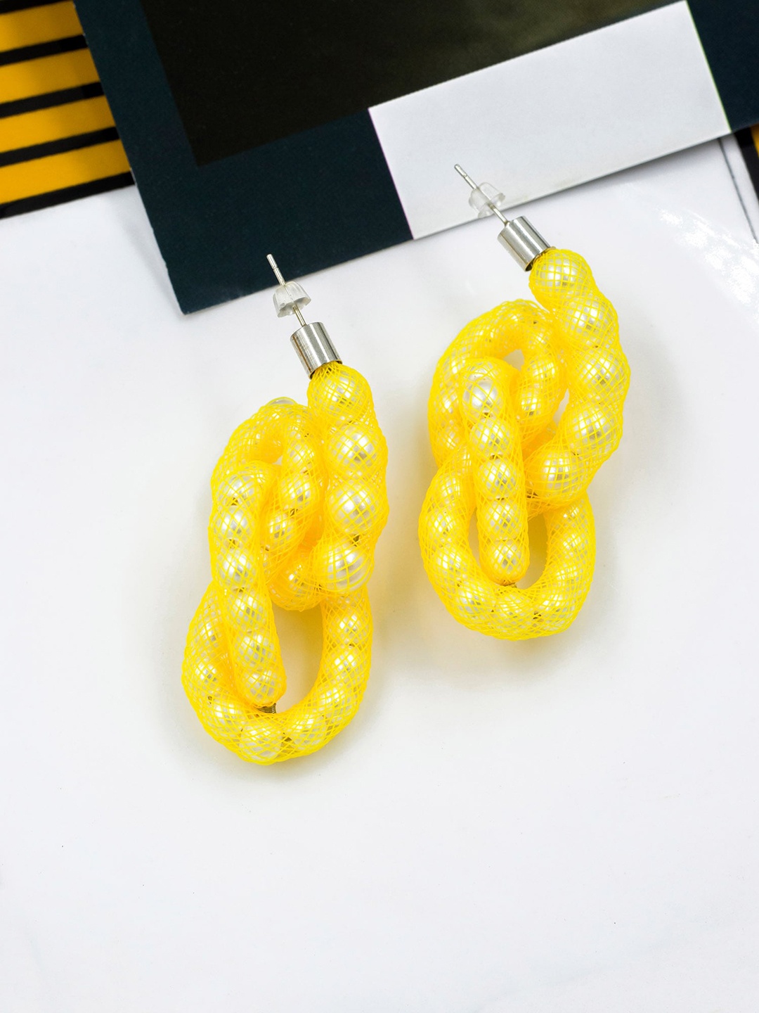 

Bellofox Yellow Quirky Pearl Drop Earrings