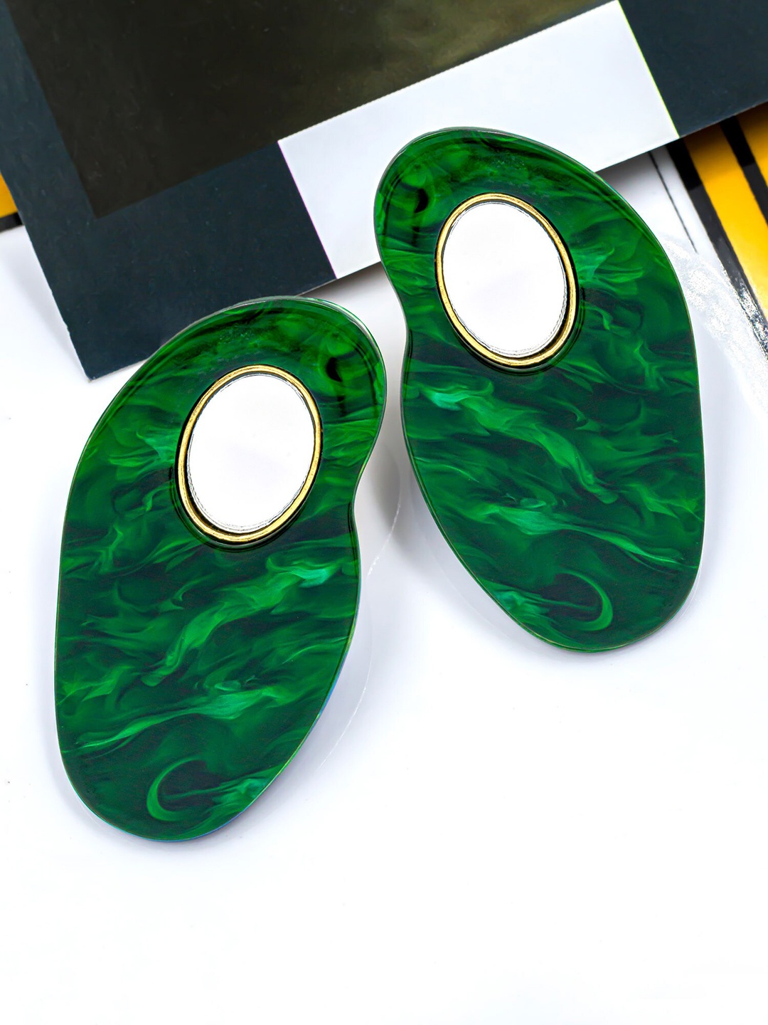 

Bellofox Women Green Oval Studs Earrings
