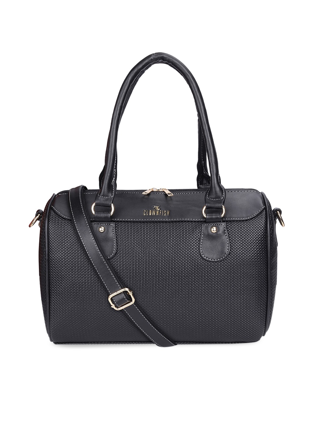 

THE CLOWNFISH Urja Unisex Black Textured Duffel Bag