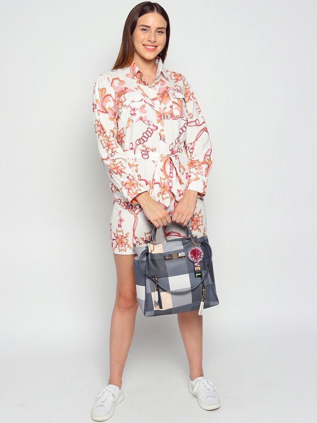 

LIKAA Black Checked Structured Shoulder Bag