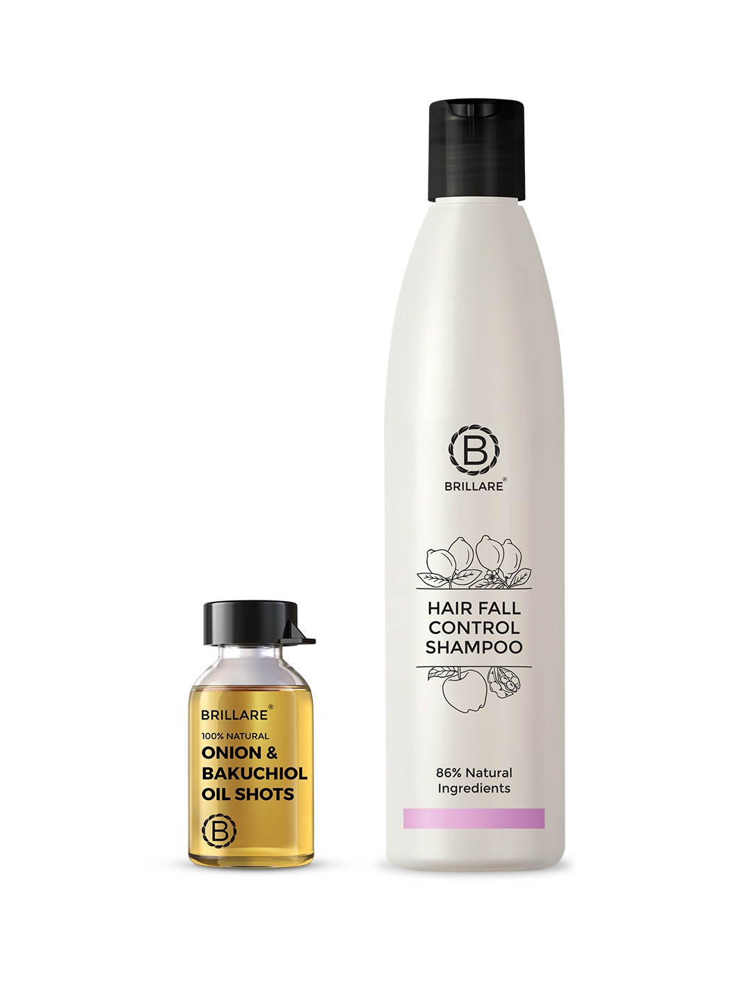 

BRILLARE Sustainable Set of Hair Fall Control Shampoo - 300 ml & Hair Oil Shots - 6 ml each, White
