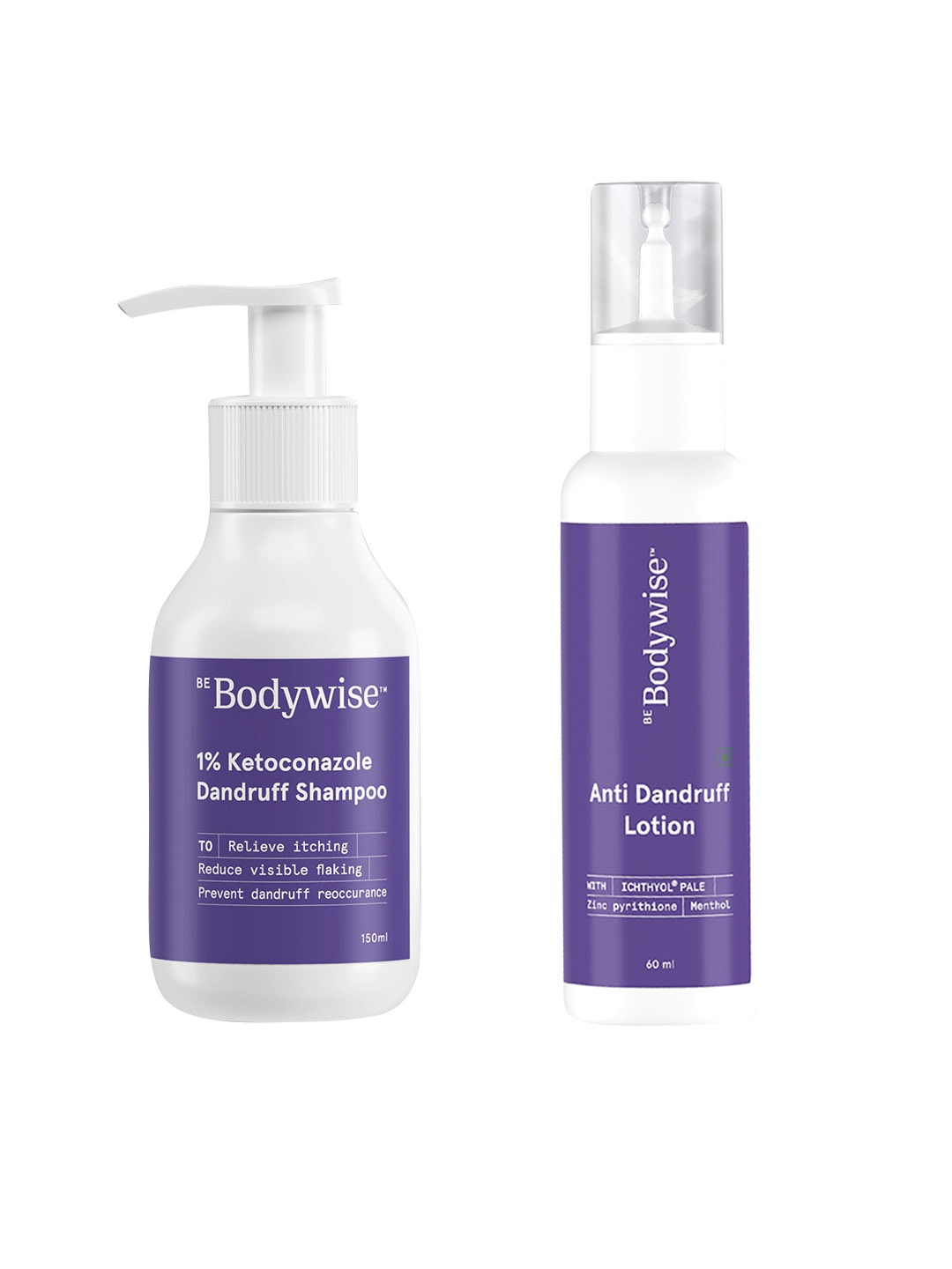 

Be Bodywise Set of Dandruff Control Shampoo 150ml & Hair Treatment Lotion 60ml, Purple