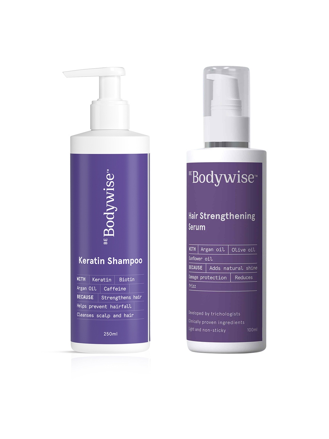 

Be Bodywise Set of Hair Strengthening Serum 100 ml & Keratin Shampoo 250 ml, Purple