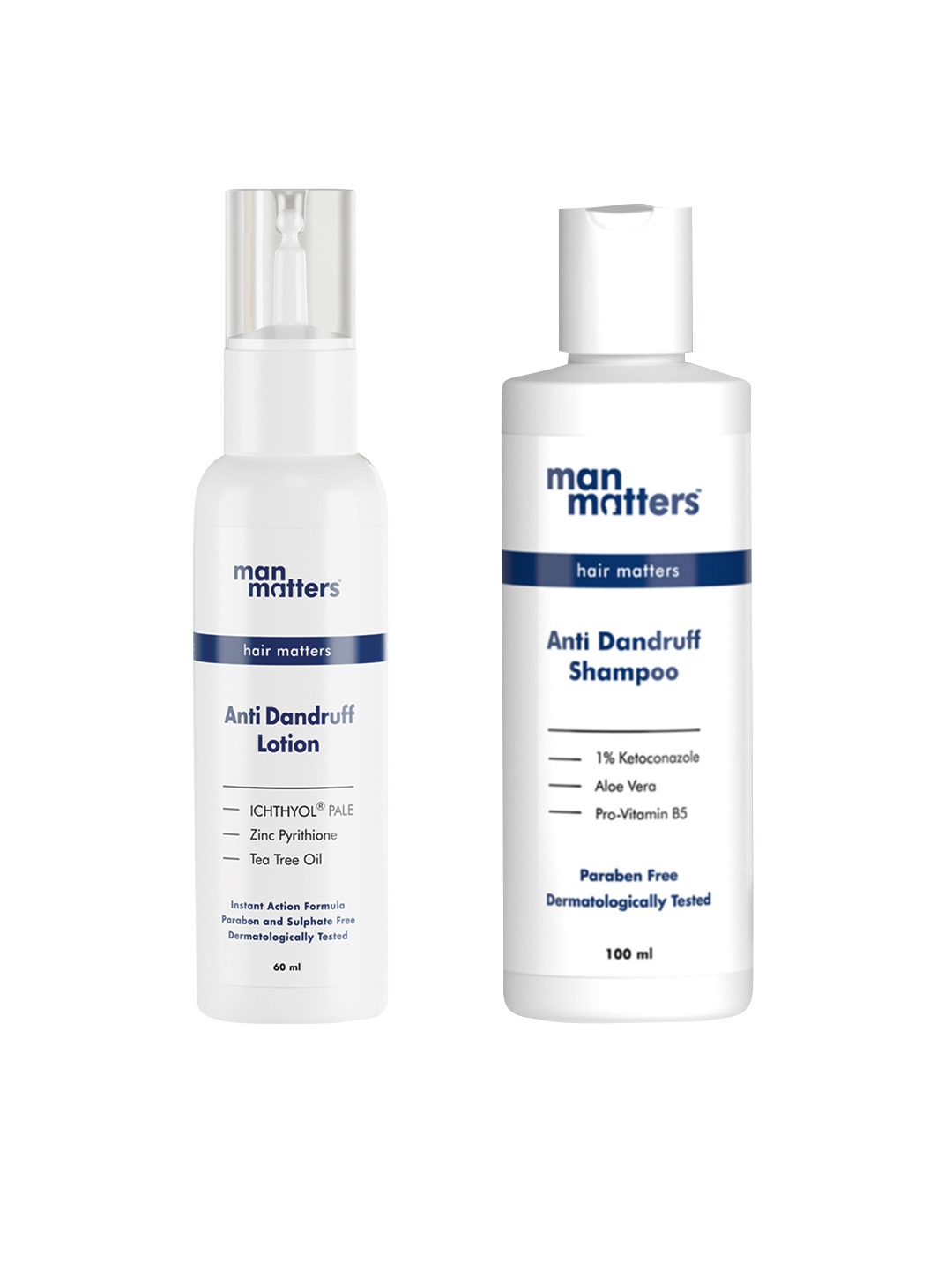 

Man Matters Set of Anti Dandruff Shampoo 100 ml & Anti Dandruff Lotion 60ml, White