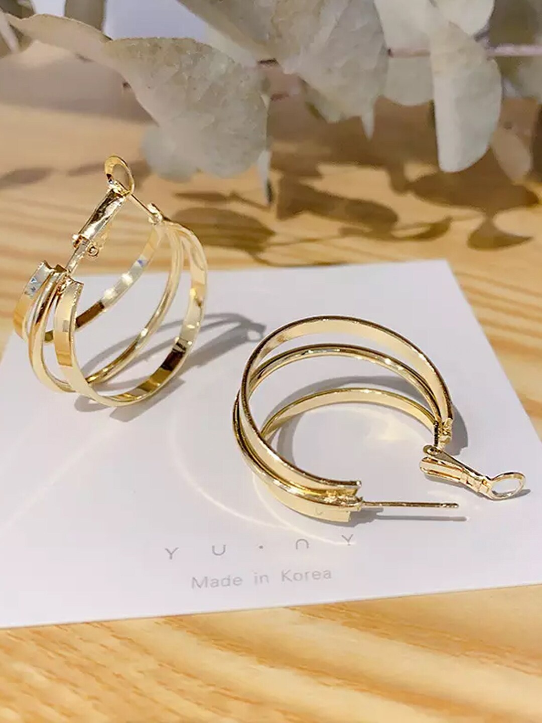 

Unwind by Yellow Chimes Gold-Plated Multi Layer Hoop Earrings