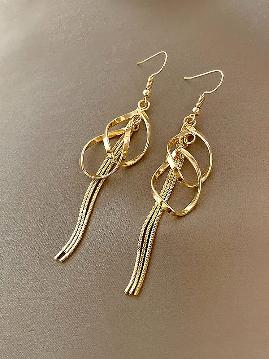 

Unwind by Yellow Chimes Gold-Toned Contemporary Drop Earrings