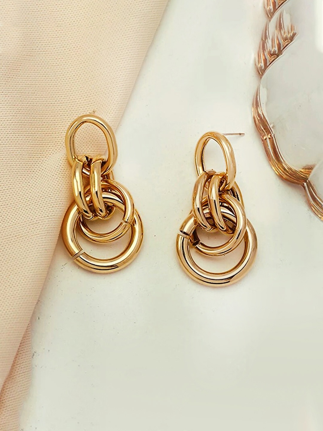 

Unwind by Yellow Chimes Gold-Toned Contemporary Drop Earrings