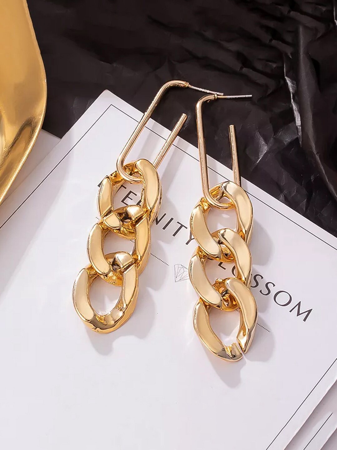 

Unwind by Yellow Chimes Gold-Toned Contemporary Drop Earrings