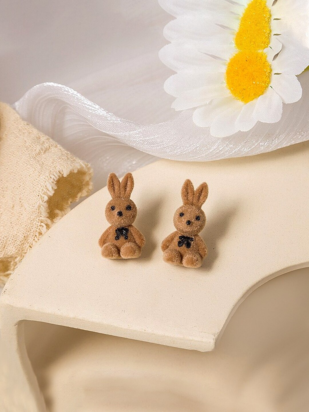 

Unwind by Yellow Chimes Brown Cute Rabbit Stud earrings