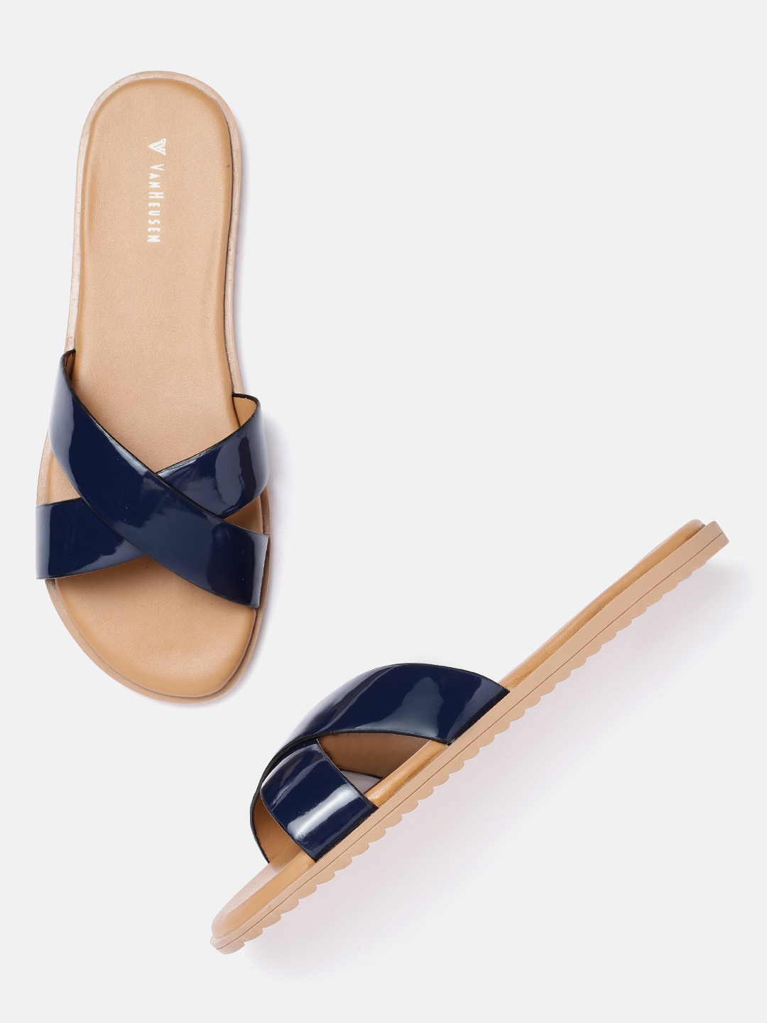 

Van Heusen Woman Navy Blue Solid Open Toe Flats