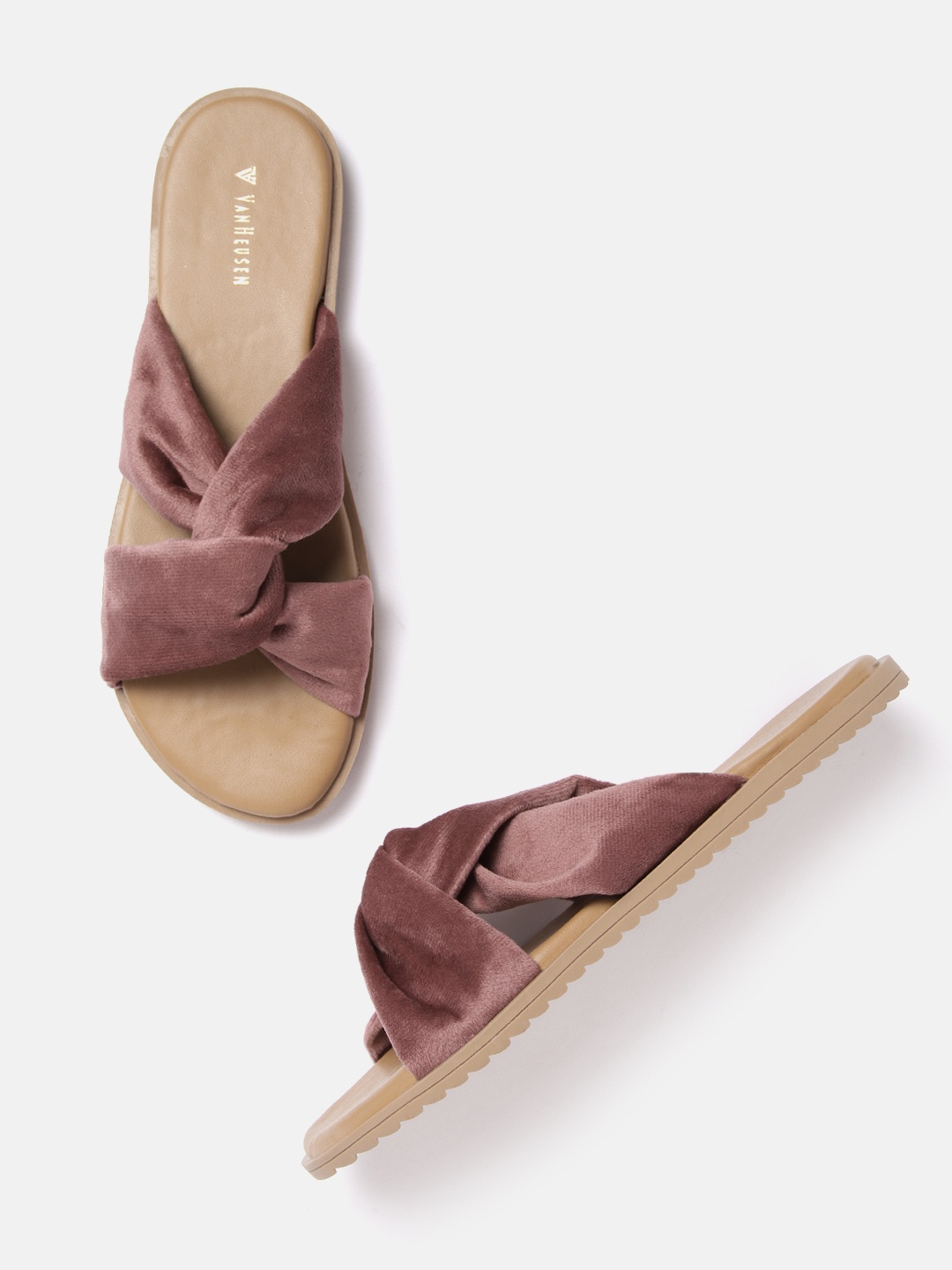 

Van Heusen Woman Dusty Pink Solid Open Toe Flats with Knot Detail, Rose