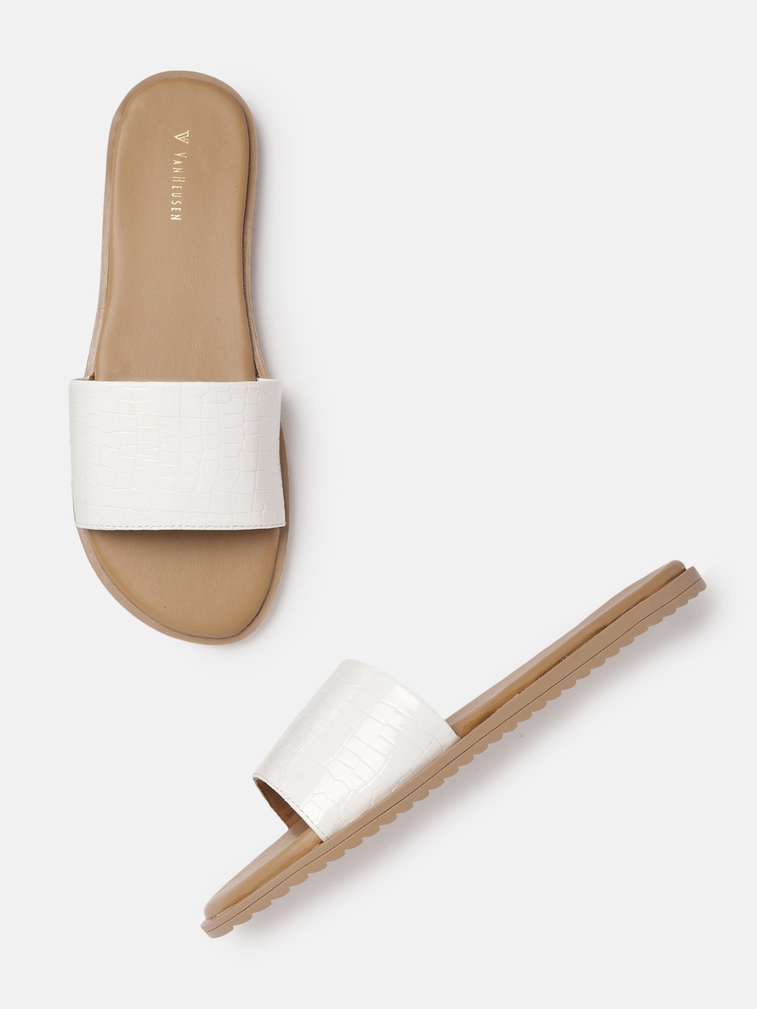 

Van Heusen Woman Textured Open Toe Flats, White