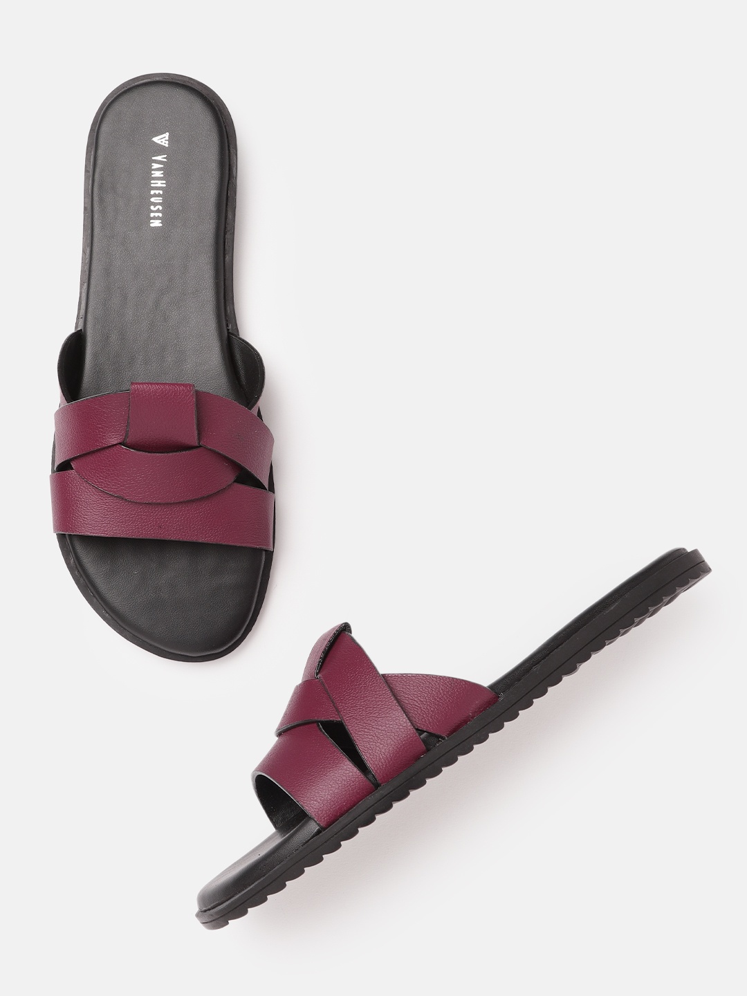 

Van Heusen Woman Solid Open Toe Flats, Maroon