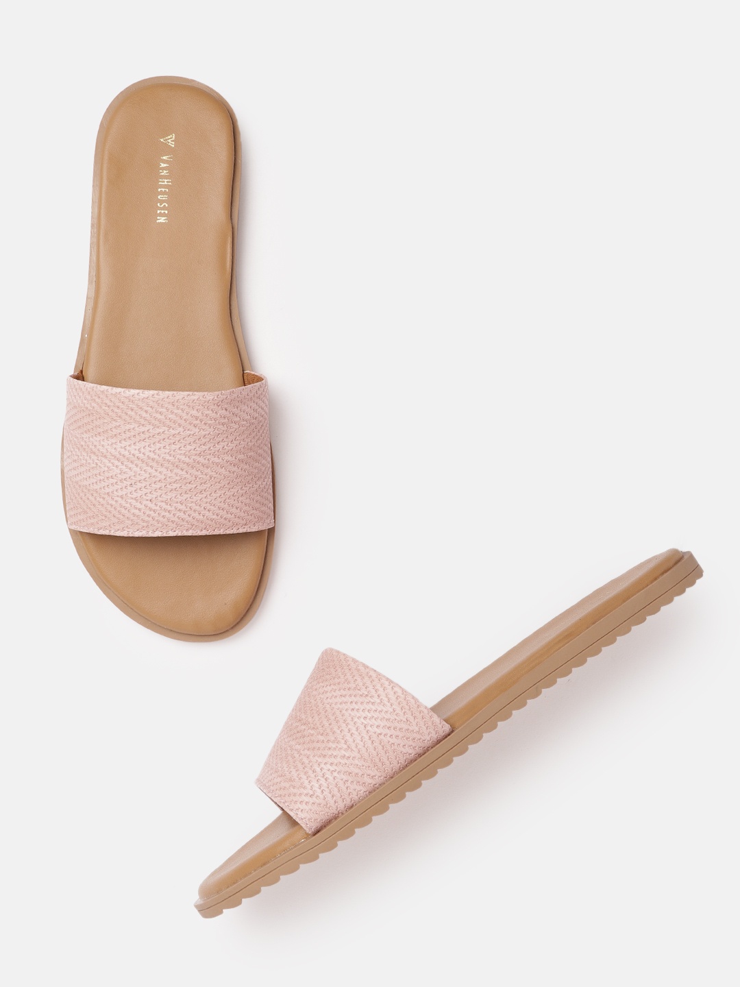 

Van Heusen Woman Textured Open Toe Flats, Pink