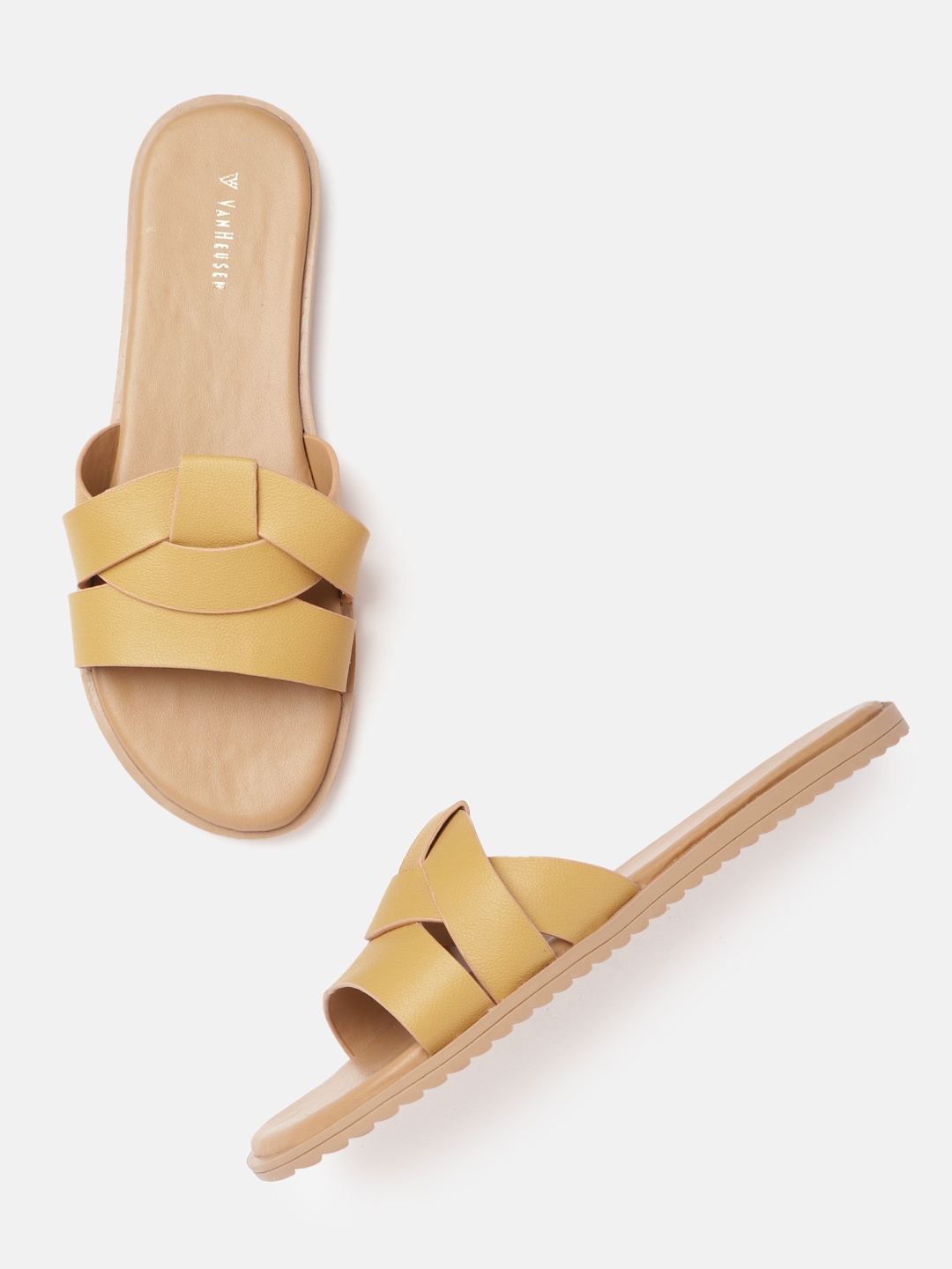 

Van Heusen Woman Solid Open Toe Flats, Mustard