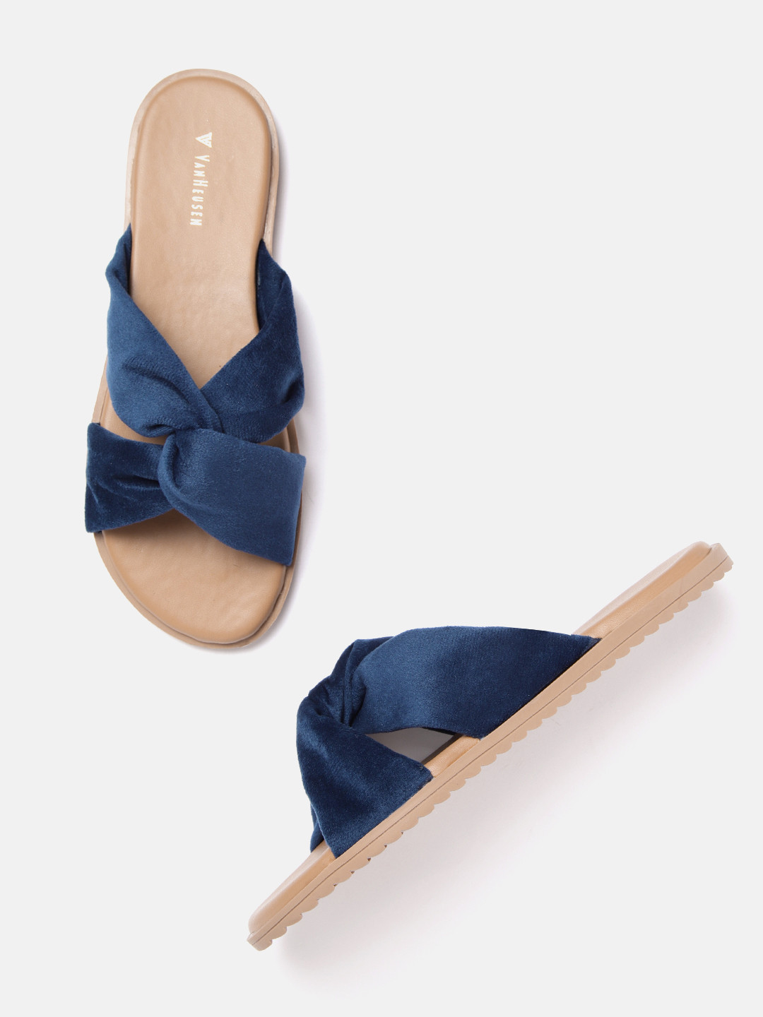 

Van Heusen Woman Blue Solid Open Toe Flats with Knot Detail