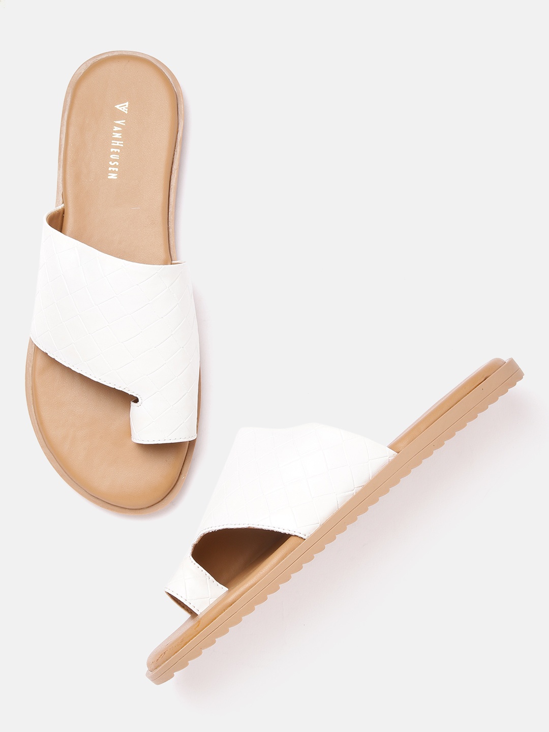 

Van Heusen Woman Woven Design One Toe Flats, White