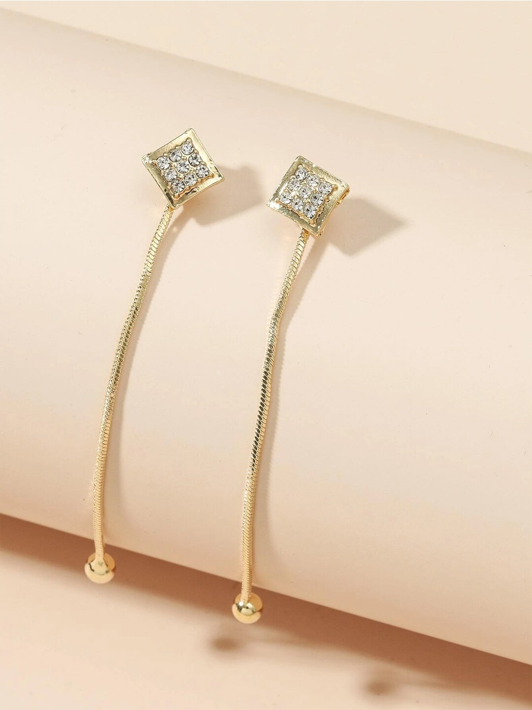 

Yellow Chimes Gold-Toned Square Lever Drop Earrings