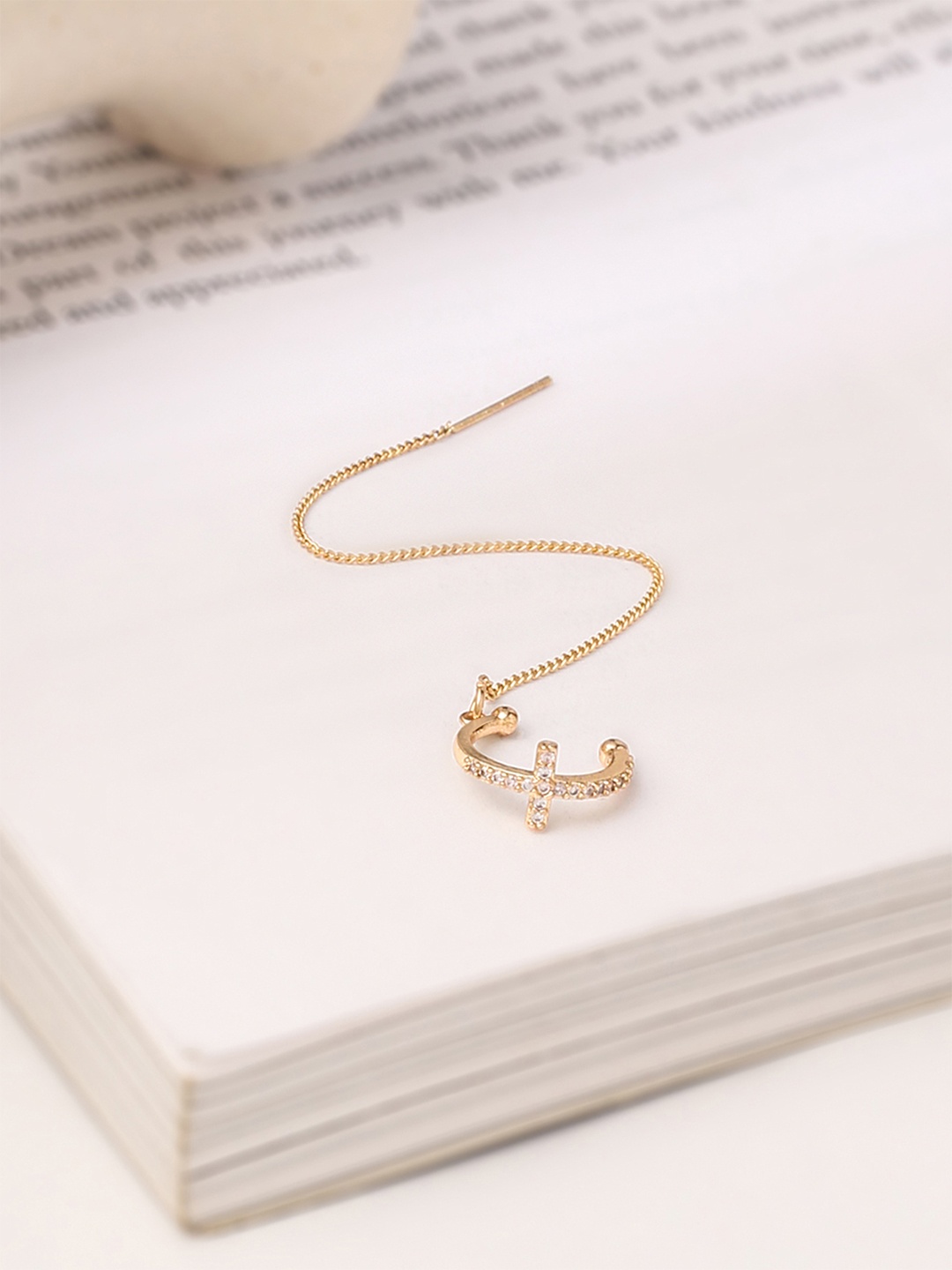 

Yellow Chimes Gold Tone Chain Earcuffs Earrings