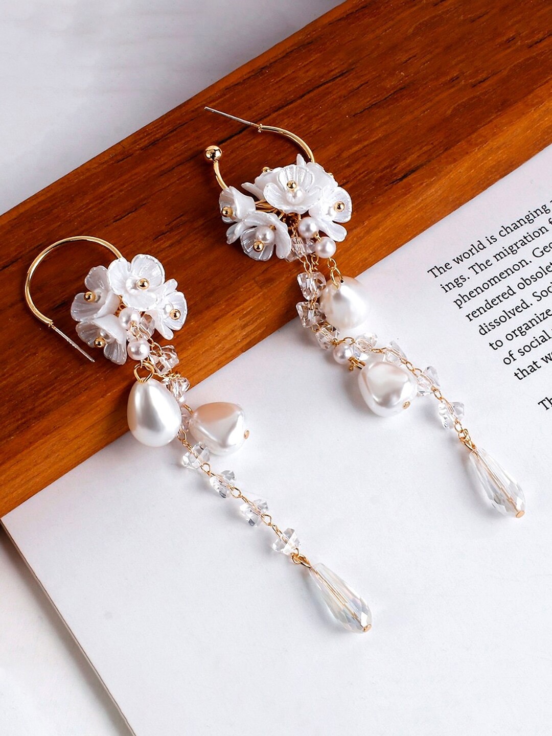 

Yellow Chimes Gold Tone Round Hoop Pearl Drop Dangle Earrings