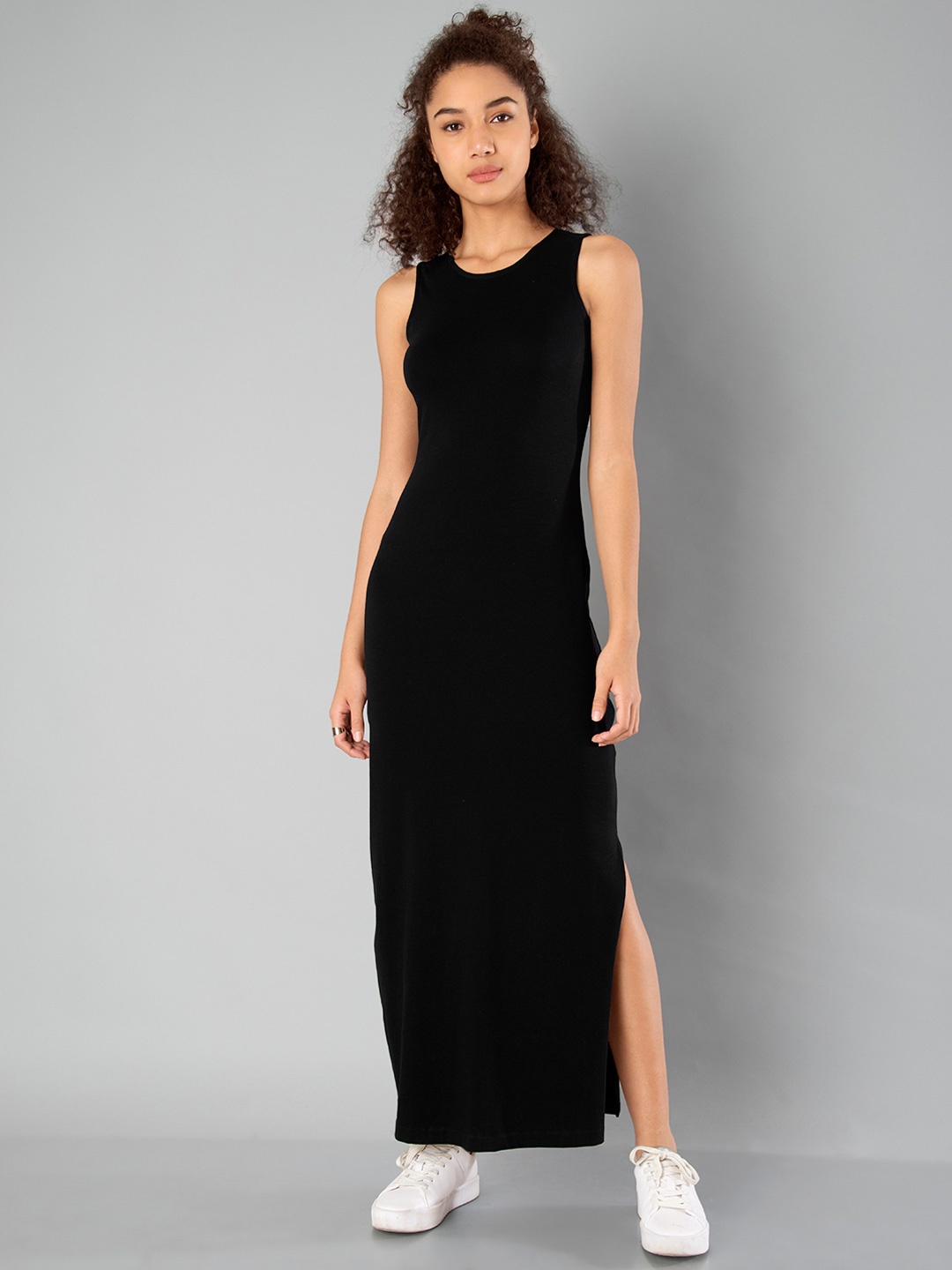 

FabAlley Women Black Solid Maxi Dress