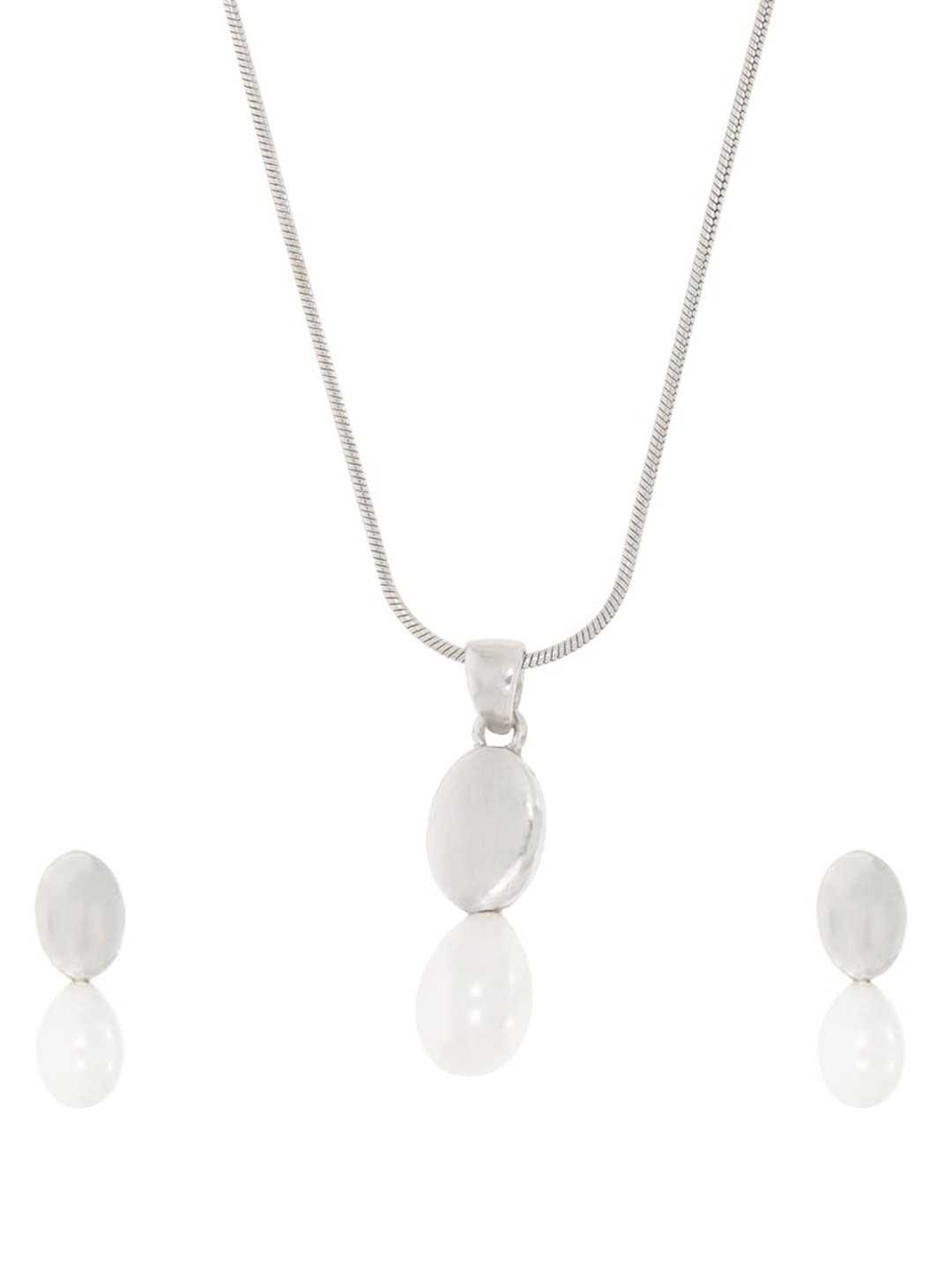 

ANAYRA Women Silver-Toned & White Pearl Studded Pendant Necklace