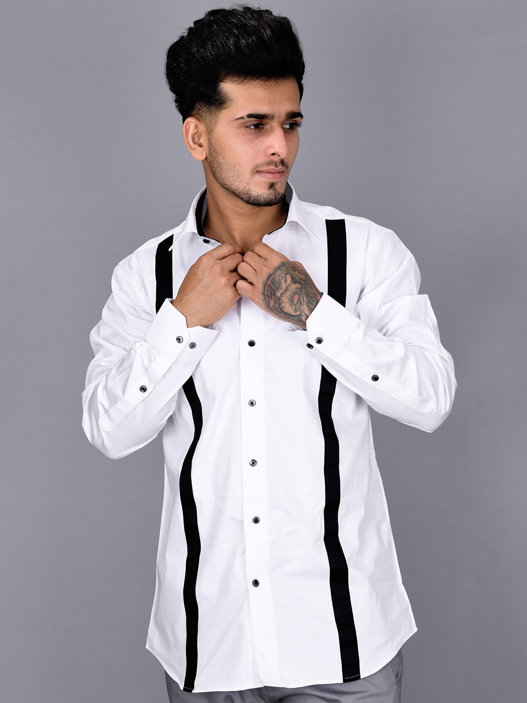 

FRENCH CROWN Men Regular Fit White Standard Casual Shirt
