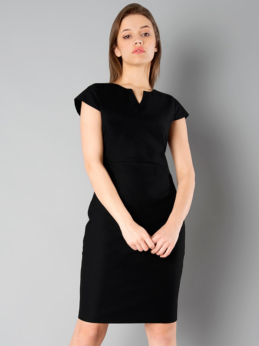 

FabAlley Women Black Solid Formal Sheath Dress