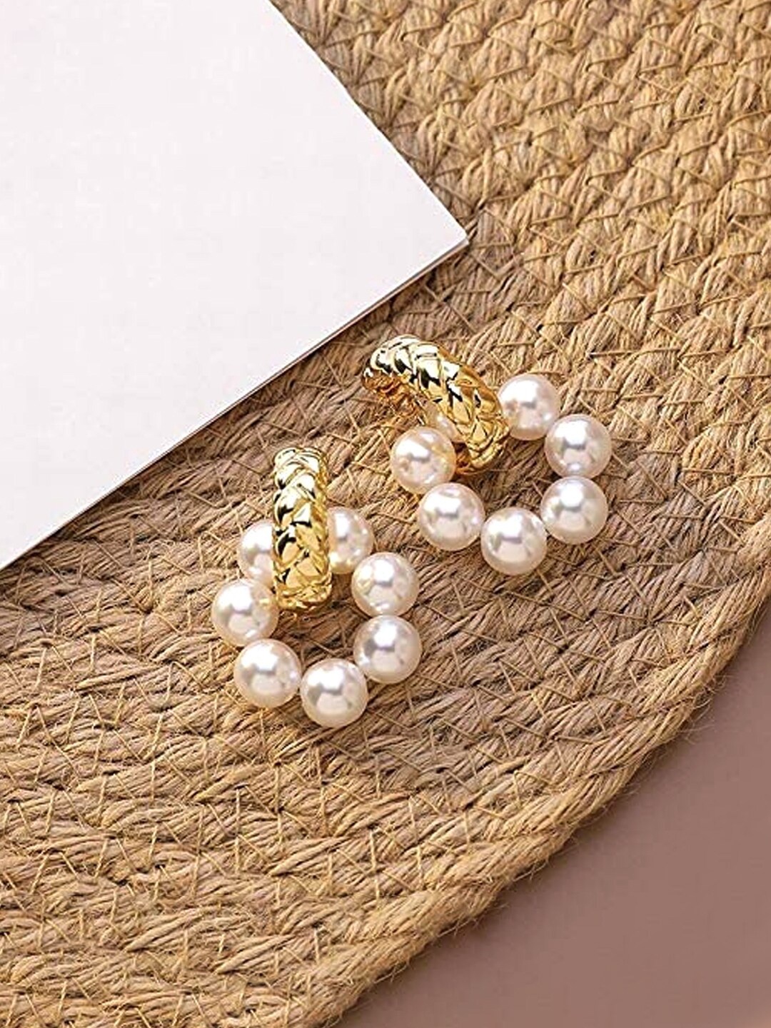 

Unwind by Yellow Chimes Gold-Toned Contemporary Pearl Drop Earring