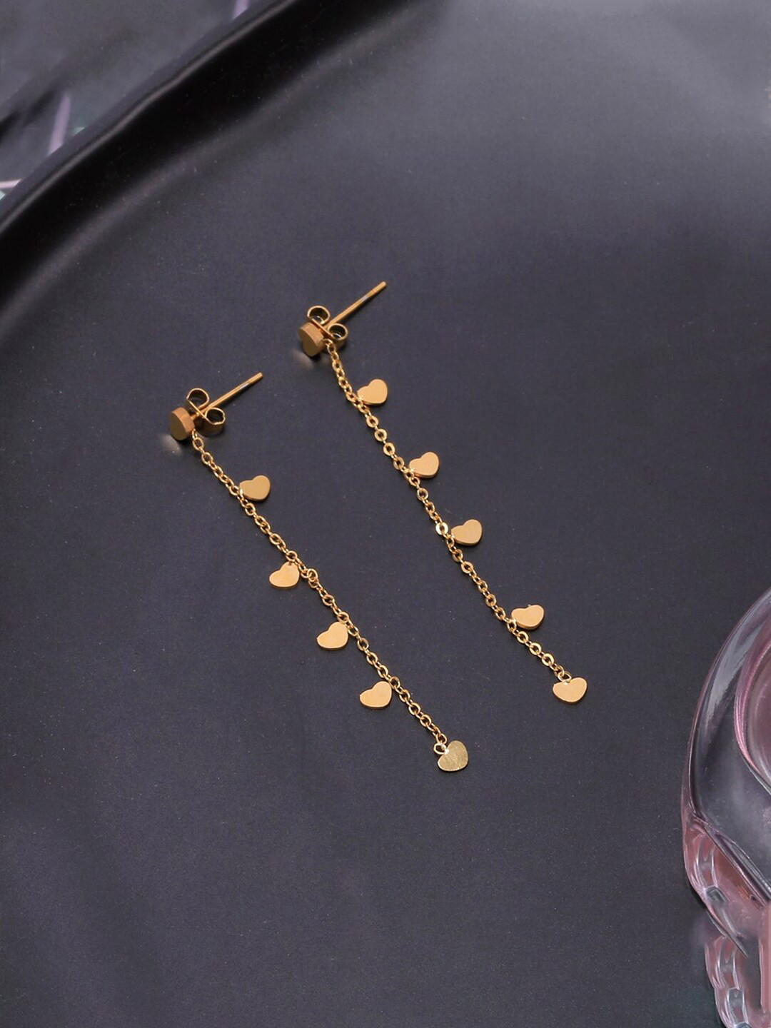 

Unwind by Yellow Chimes Gold-Toned & Plated Heart Contemporary Drop Earrings