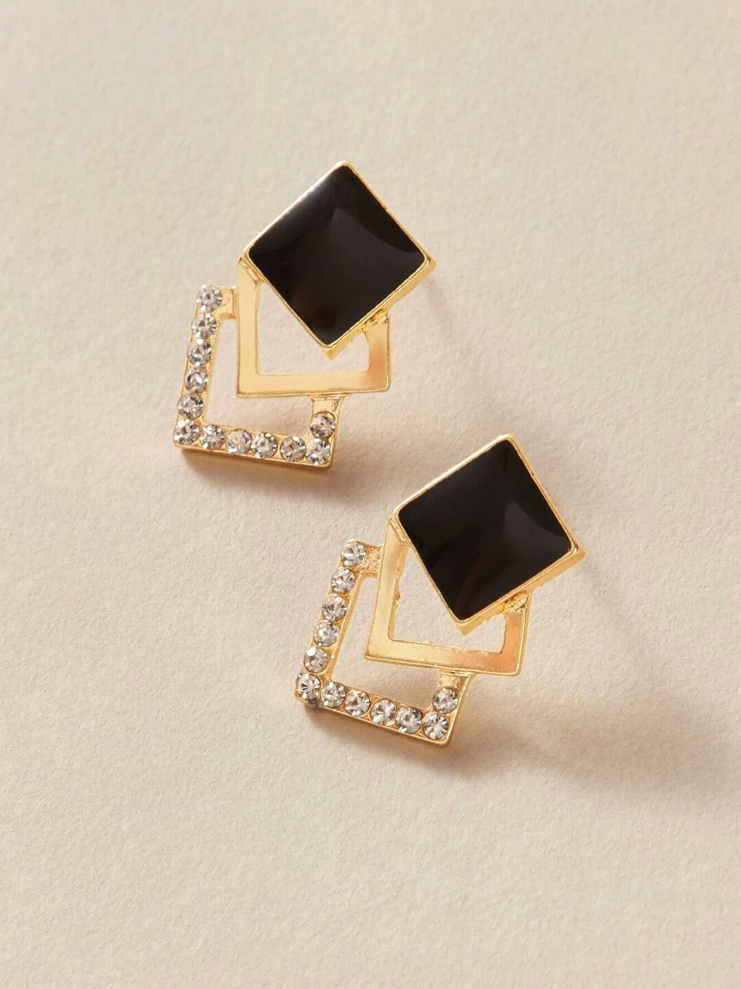 

Unwind by Yellow Chimes Gold-Plated Geometric Stud Earrings