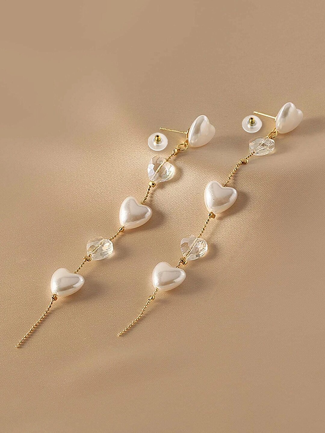 

Yellow Chimes Gold-Plated Heart Hanging Dangler Earrings