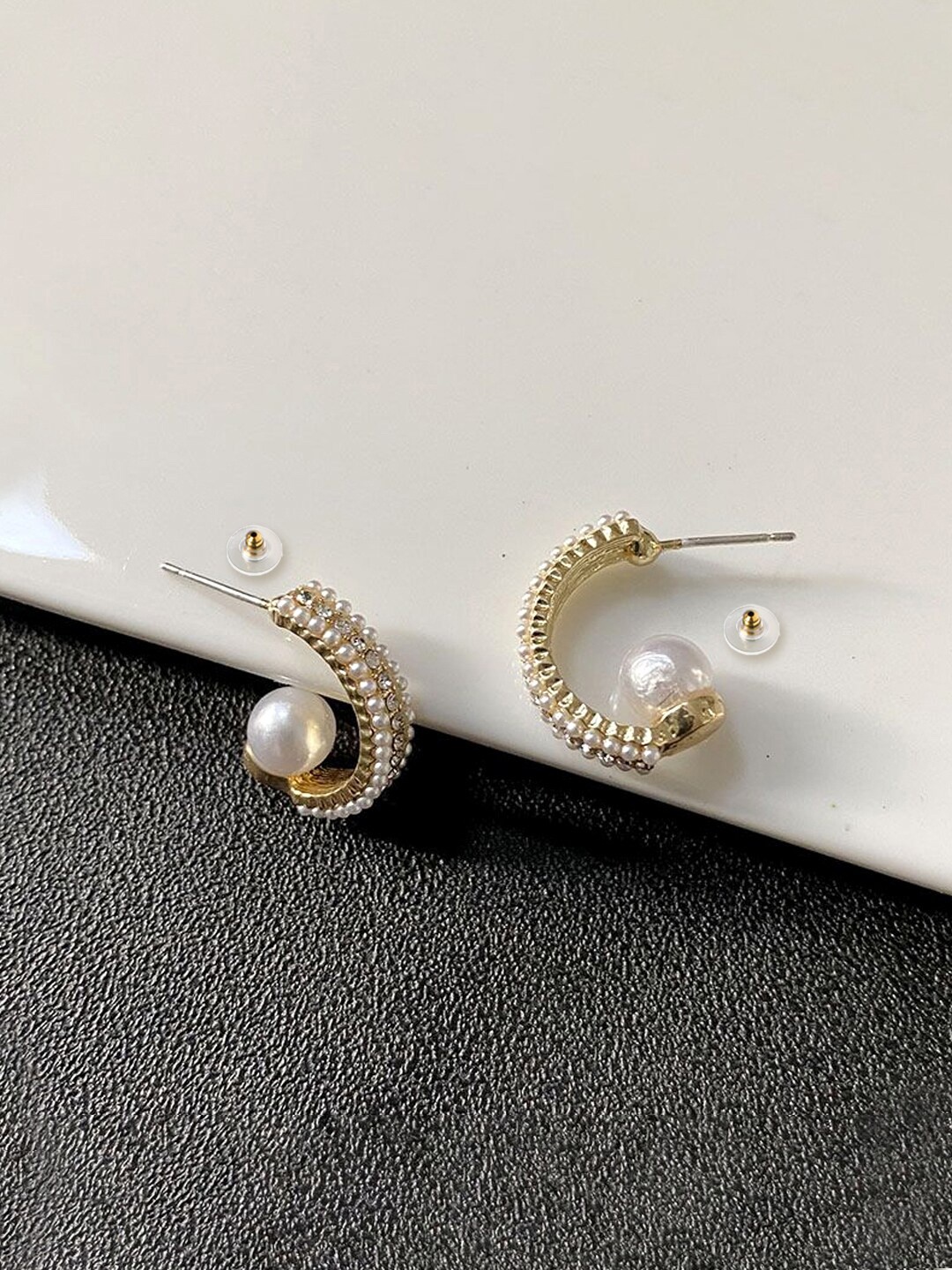

Yellow Chimes Women Gold-Toned Contemporary Half Hoop Earrings