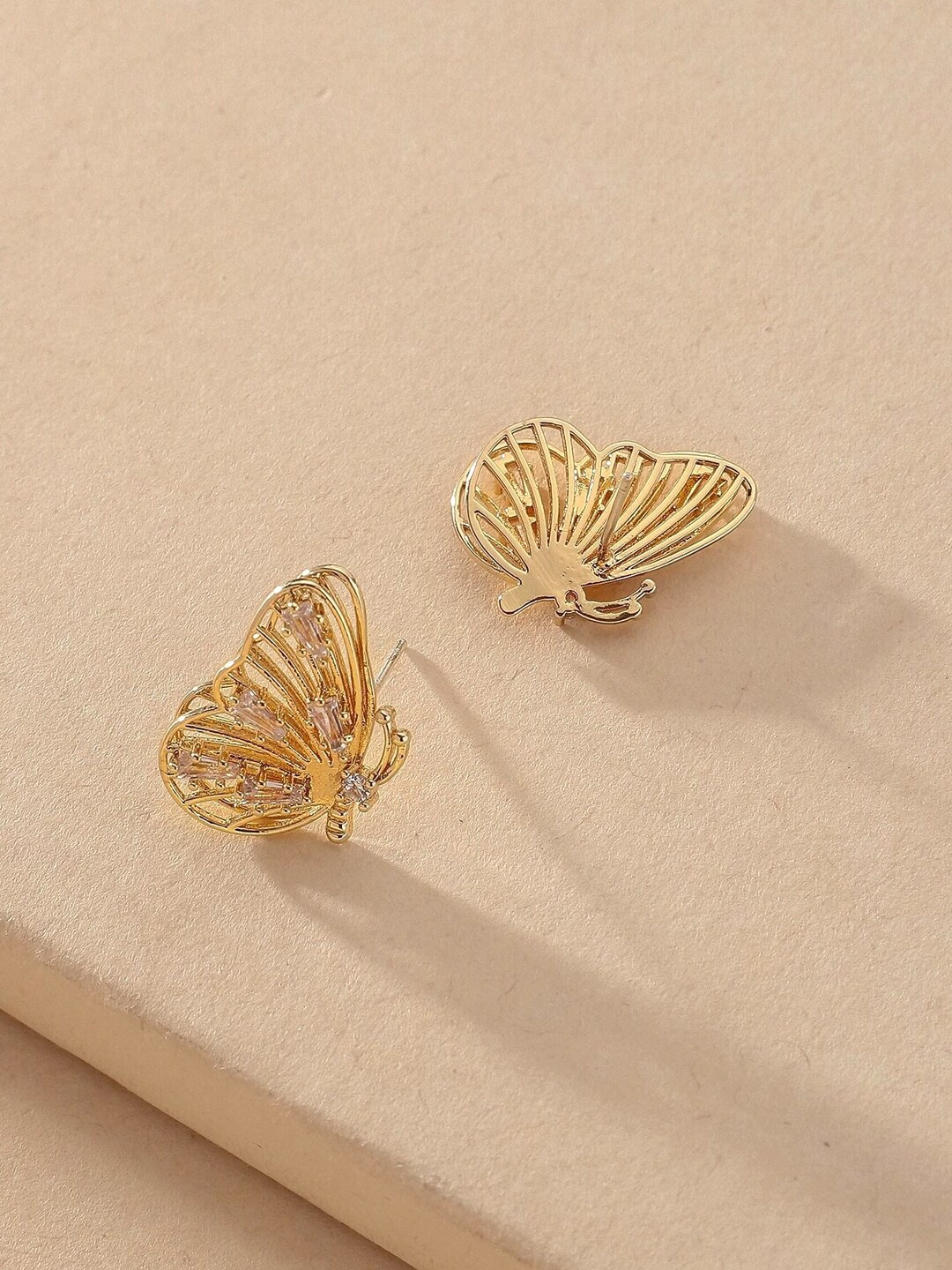 

Yellow Chimes Gold-Plated Butterfly Crystal Stud Earrings