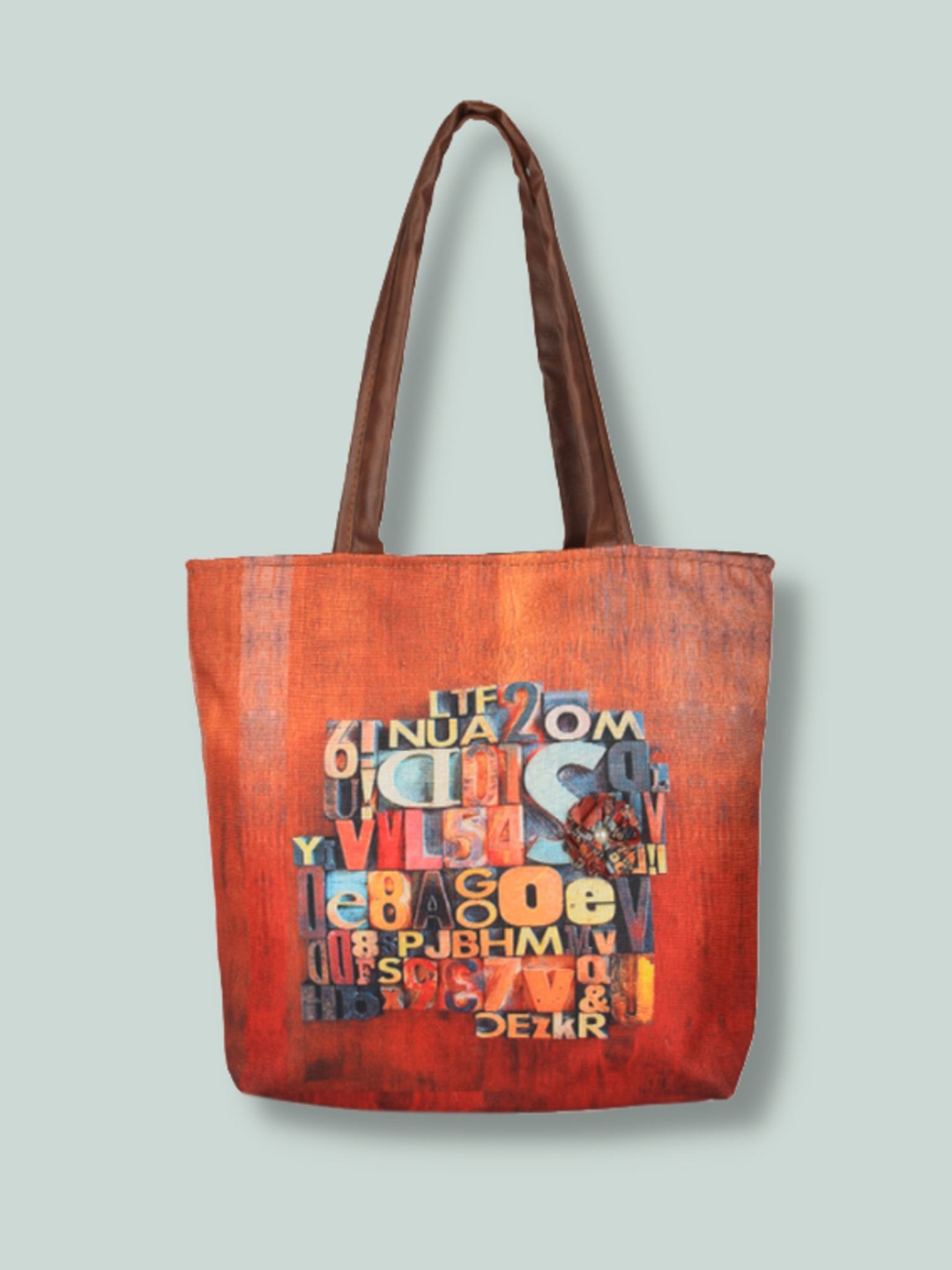 

TOM & GEE Orange Printed Oversized Shopper Tote Bag