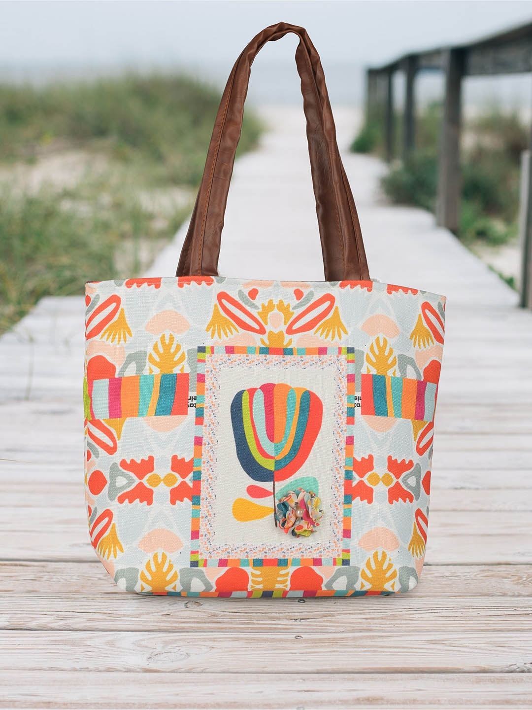 

TOM & GEE Women Multicolored Printed Shopper Tote Bag, Multi