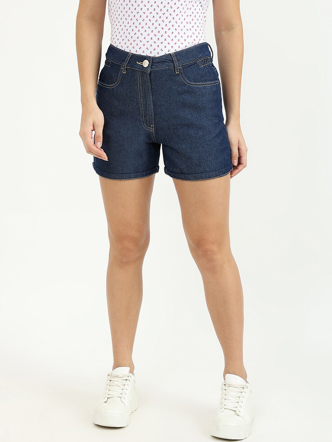 

United Colors of Benetton Women Navy Blue Denim Shorts