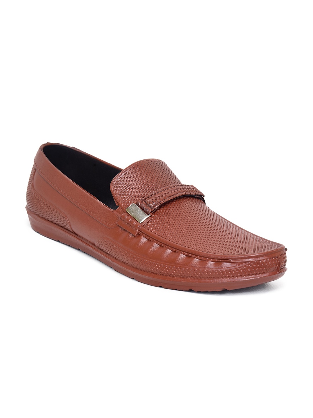 

Ajanta Men Copper-Toned Woven Design Loafers